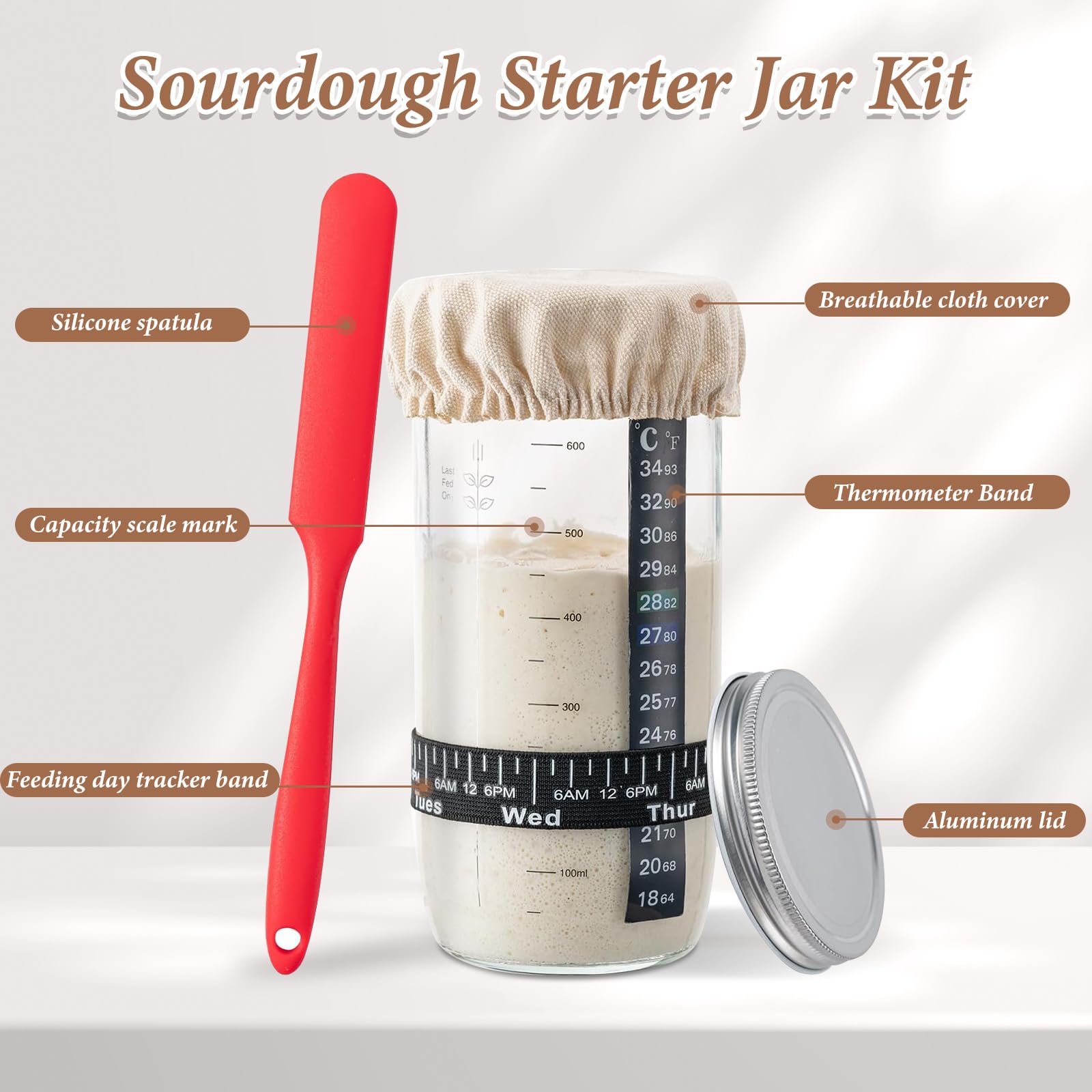 Banetones Para Pan, 12 Piezas Juego de Cestas para Fermentar Pan, Banneton Redondo y Ovalado, 650ml Vaso de Masa Madre, Kit Completo de Panadero, Kit Banneton para Pan