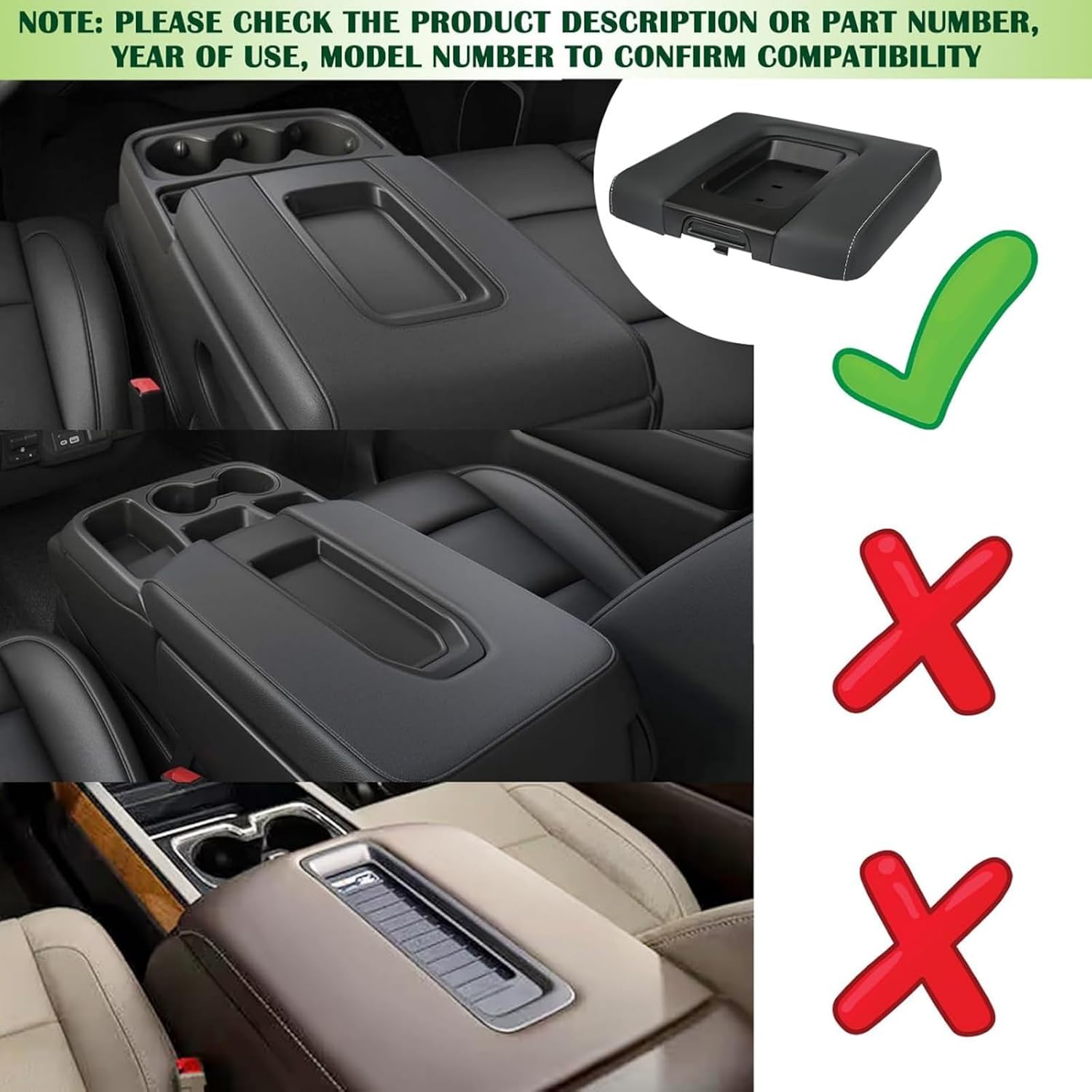 Car Front Center Seat Armrest Lid Cover 22881398 Suitable for Chevy Silverado 1500 2500HD 3500HD 2014-2019