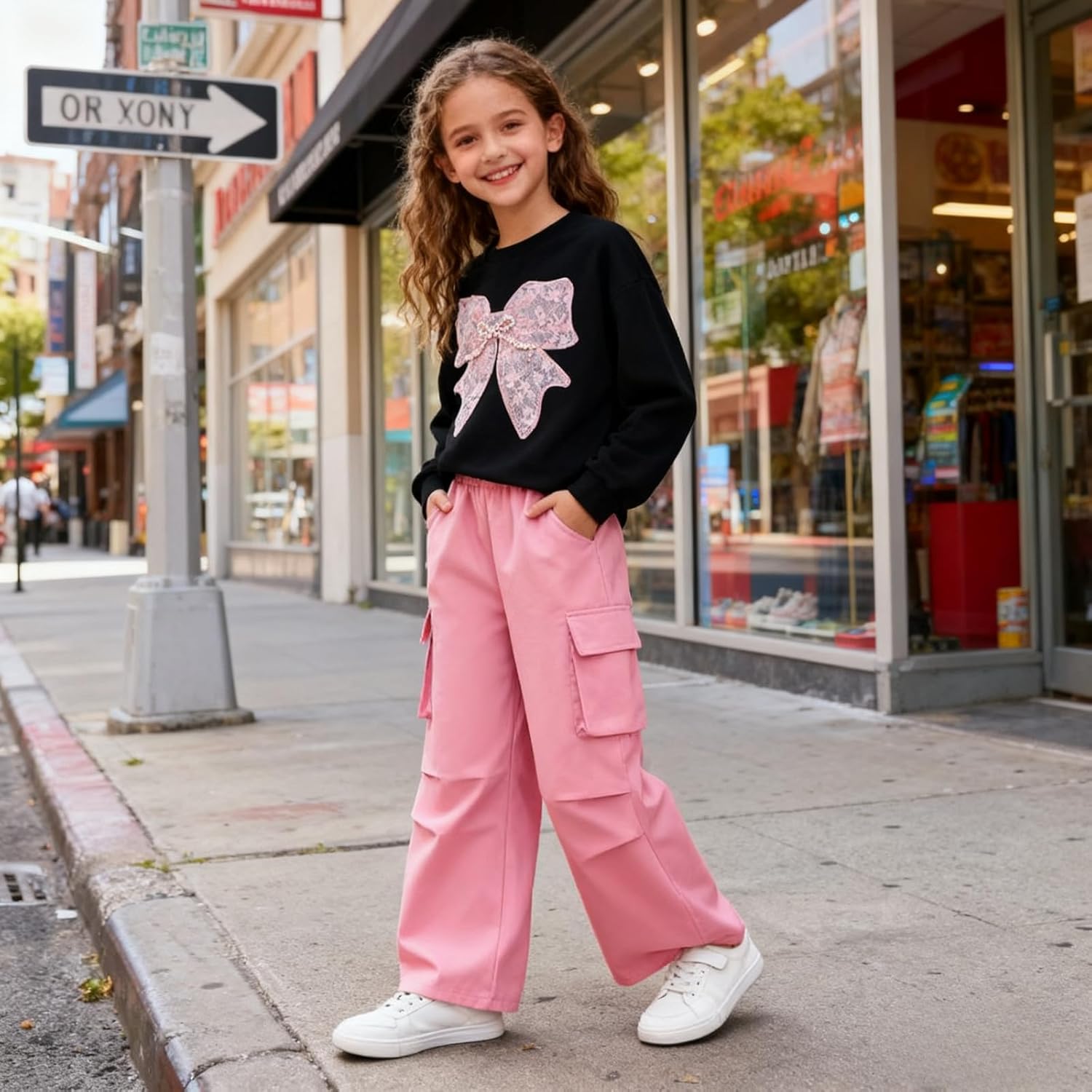 Girls Clothes 2 Piece Cute Butterfly Sweatshirt & Flared Pants/Cargo Pants Winter Outfits for Teen Girls 7-14Y - Image 5