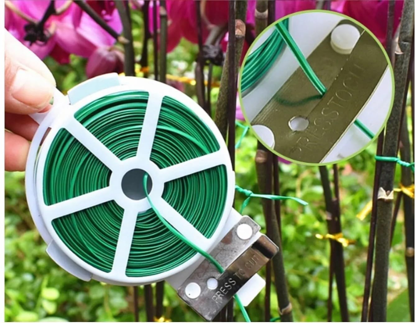 Filo per Legare Pomodori 2x50m, Spago per Orto in Plastica Verde, Corda per Legare Pomodori, Piante Varie in Giardinaggio, Resistente e Comoda da Usare, Formato Conveniente con 100m di Corda