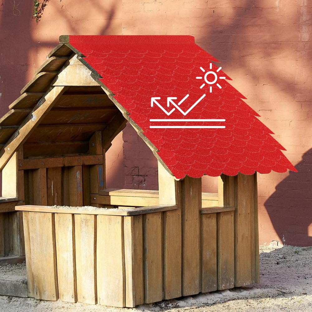 CEWROM Techo de fieltro autoadhesivo para pajarera, resistente al agua, mini tejas, 32 unidades, para pajarera, nido, conejo, hotel de insectos, caseta para perros, buzón, techos (rojo)