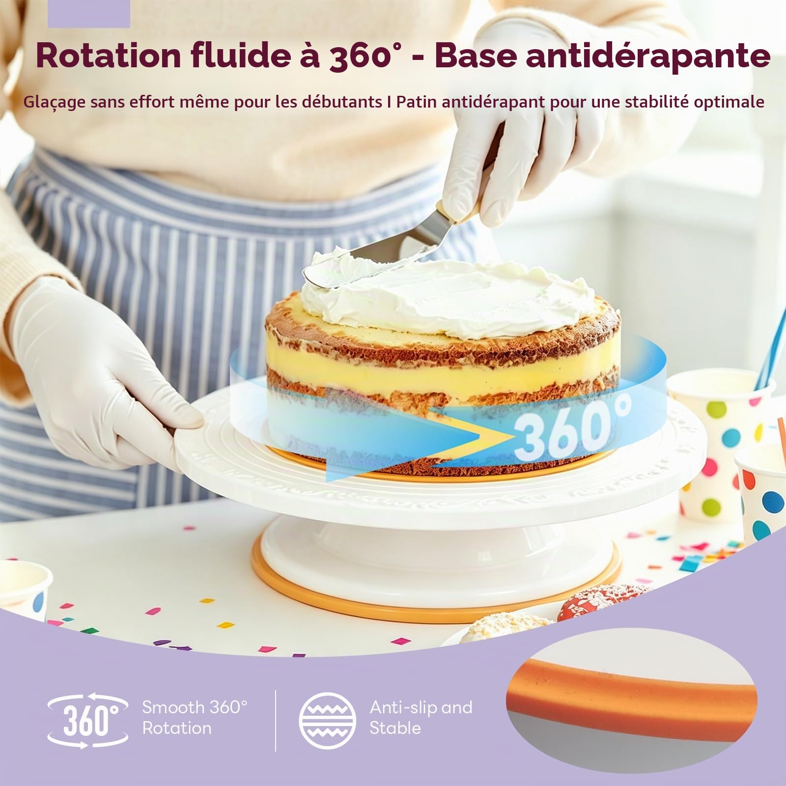 Kit Patisserie Professionnel 61 Pièces avec 27.5cm Plateau Tournant Patisserie et 20 Douilles,Patisserie Accessoire avec Lisseur Gateau Patisserie,Coupe Gâteau,pour Débutants et Professionnels