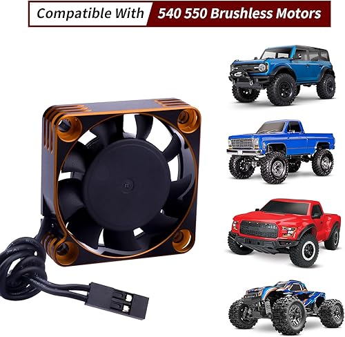 Miniatura 6 de Ventilador de refrigeración del motor RC de 1.575x1.575 in para RC Car Truck Buggy Crawler escala 18 110 540 550 motores sin escobillas ESC, color