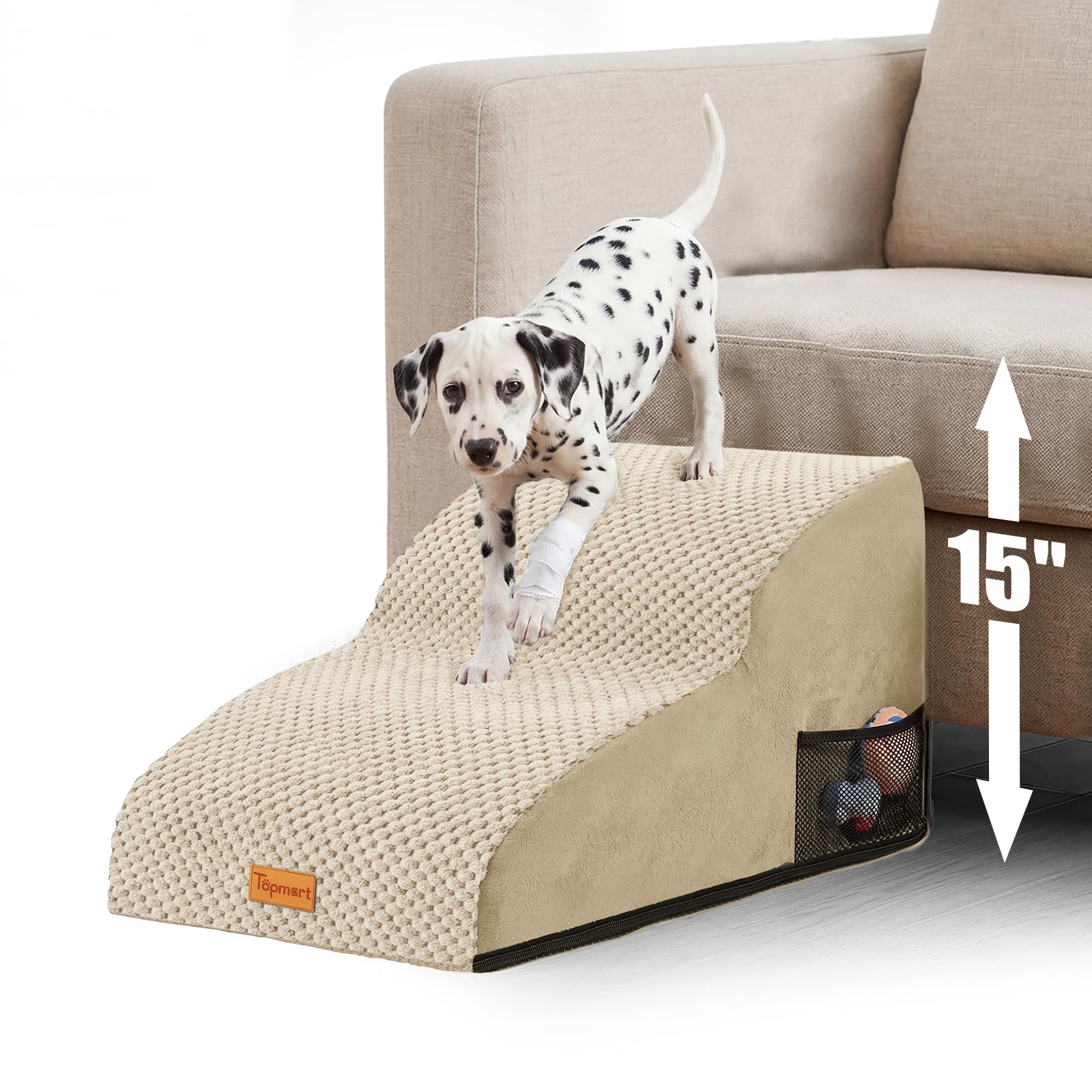 Topmart High Density Extended Foam Dog Ramp&amp;Steps 2 Tiers