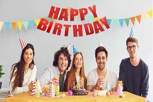 Miniatura 6 de Cartel de feliz cumpleaños para decoraciones de fiesta de cumpleaños, color rojo