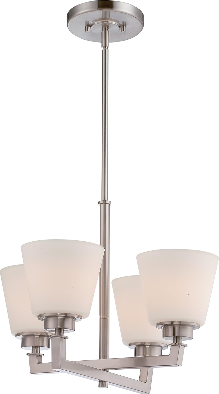 Nuvo Lighting 60/5458 Transitional Four Light Chandelier from Mobili Collection in Pwt, Nckl, B/S, Slvr. Finish