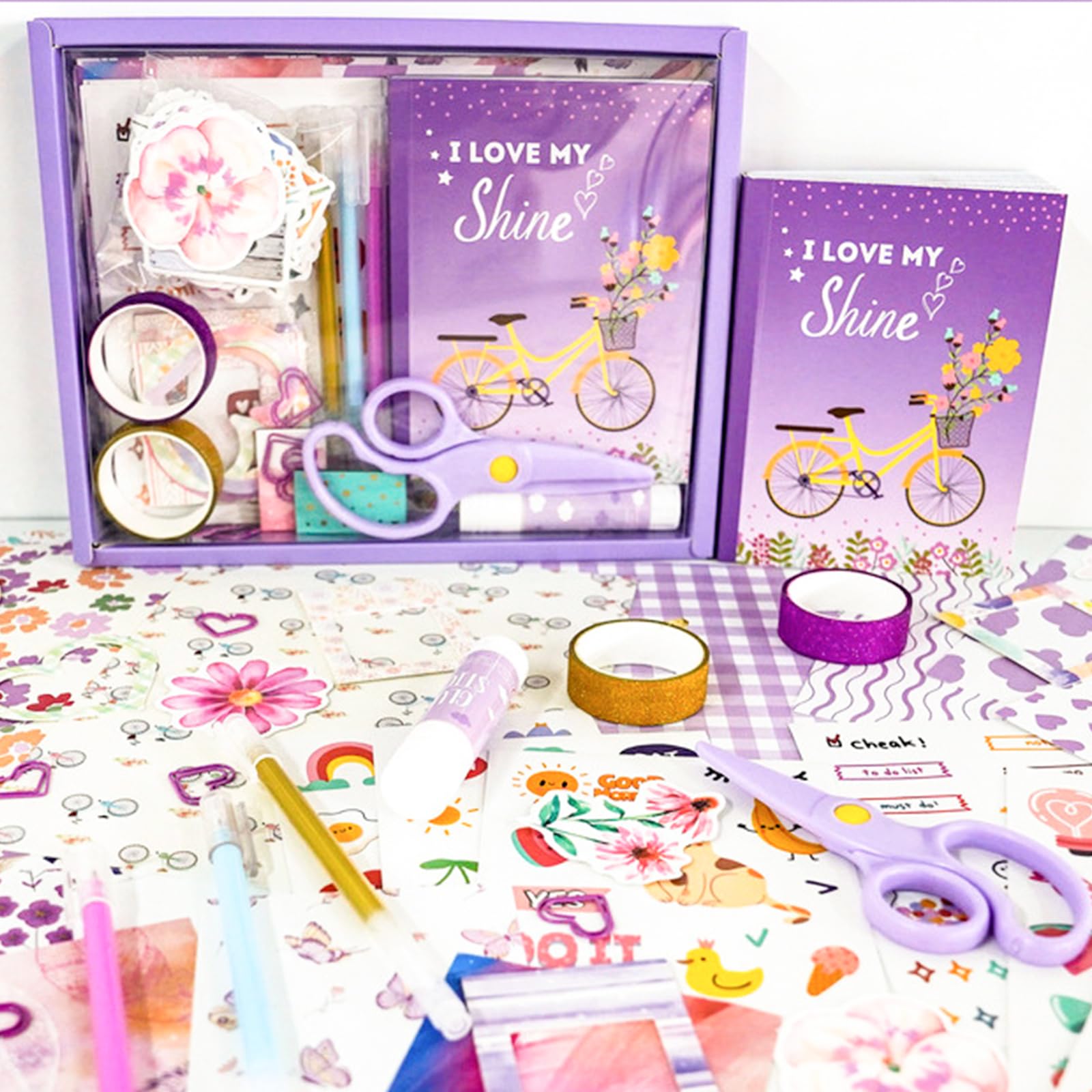 Estética Scrapbook Kit 180pcs Vintage Scrapbooking Journaling Suministros Kit con A6 cuaderno cuadrícula pegatina tarjeta etiqueta Washi Tape Suministros Regalos para Niños Niñas Juguetes