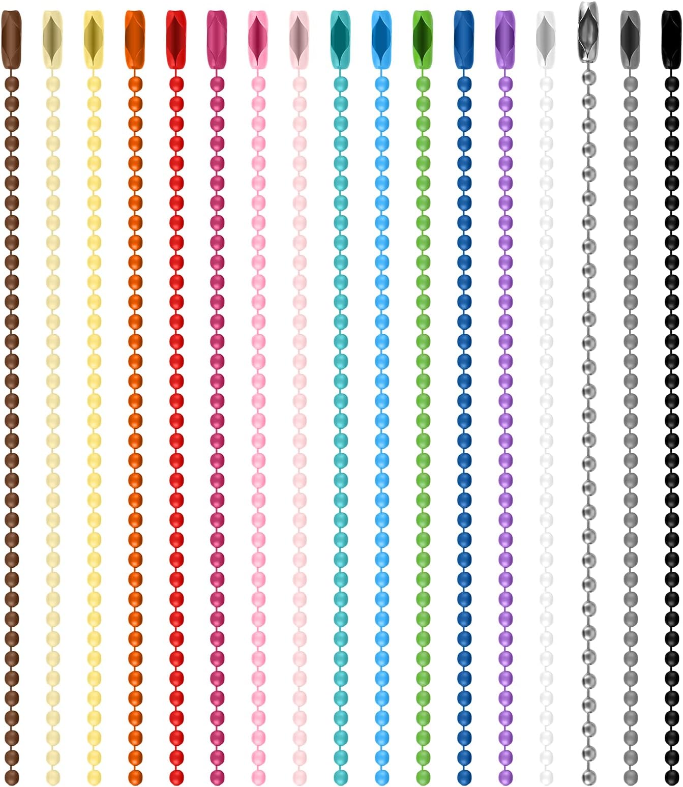 Lusofie 100PCS Ball Chain Necklace Colorful Metal Hanging Chains Metal Ball Chain with Connectors 2.4mm Iron Ball Chain Keychains DIY Necklace Jewelry Making Hanging Ornament Craft