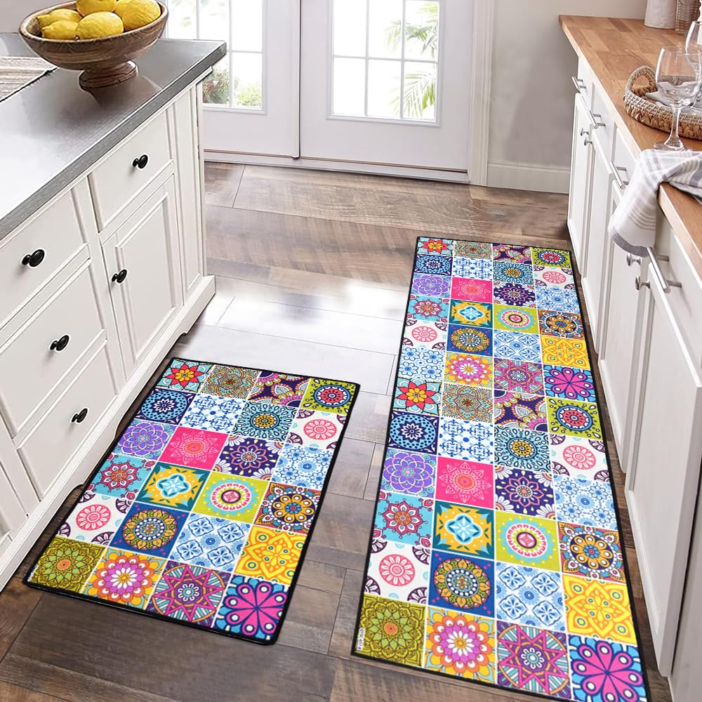 NAROSEBE 2 Tapetes de Cocina Antideslizantes, Alfombra Cocina Antideslizante, Alfombras Pasillo Modernas, Tapete Cocina Antiderrapante, Kitchen Runner para Pasillo, Comedor y Entrada 40*60+40*120cm