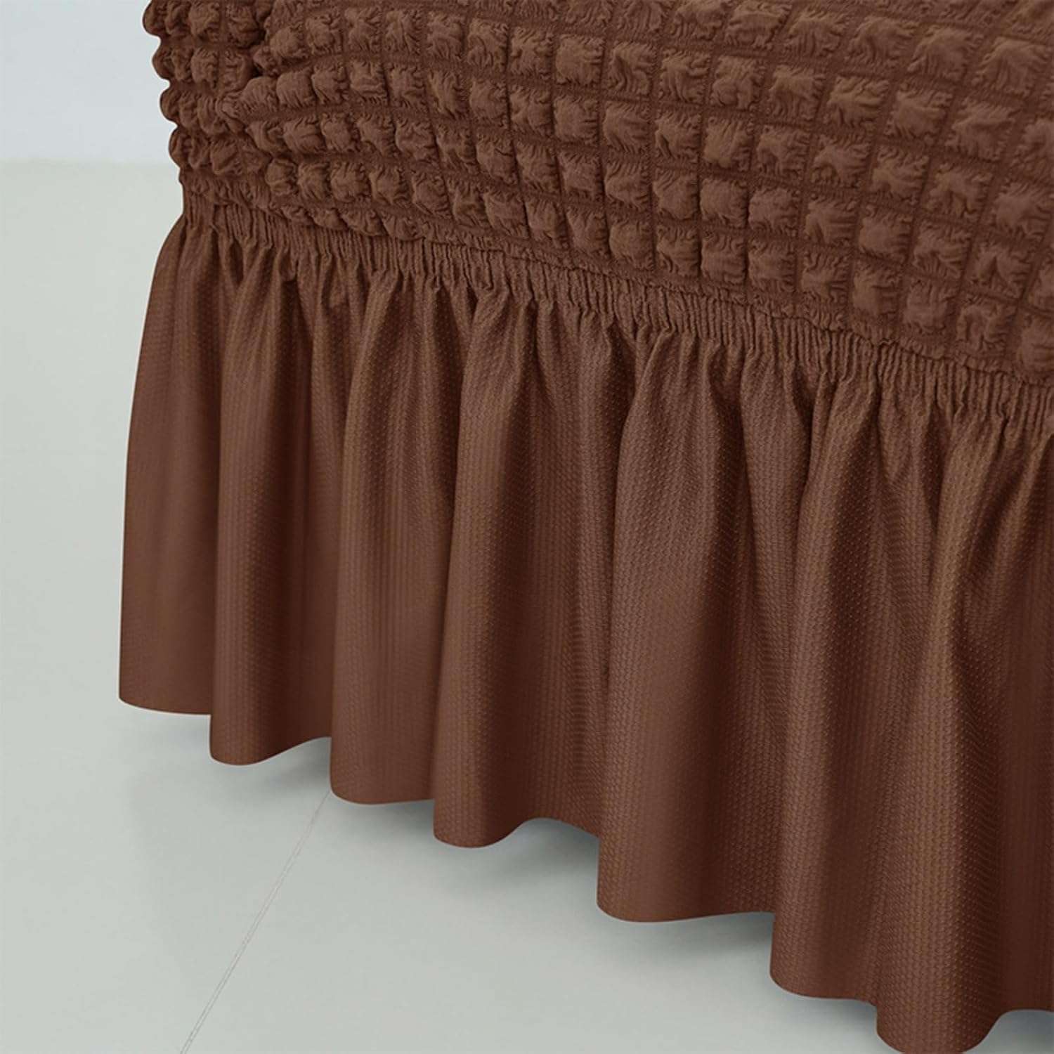 Seersucker Armchair Cover,Small Modern Stretch Club Slipcovers with Ruffled Skirt for Study Bar Counter Living Room (Cream,S)