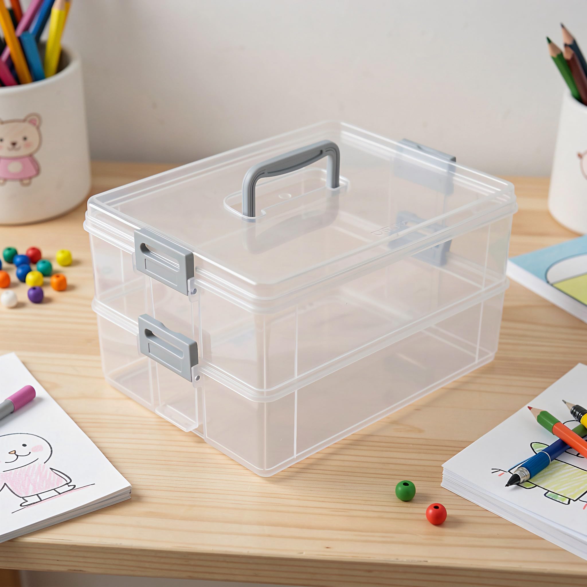 Gatuida Perlenaufbewahrungsbox, durchsichtig, stapelbar, großes