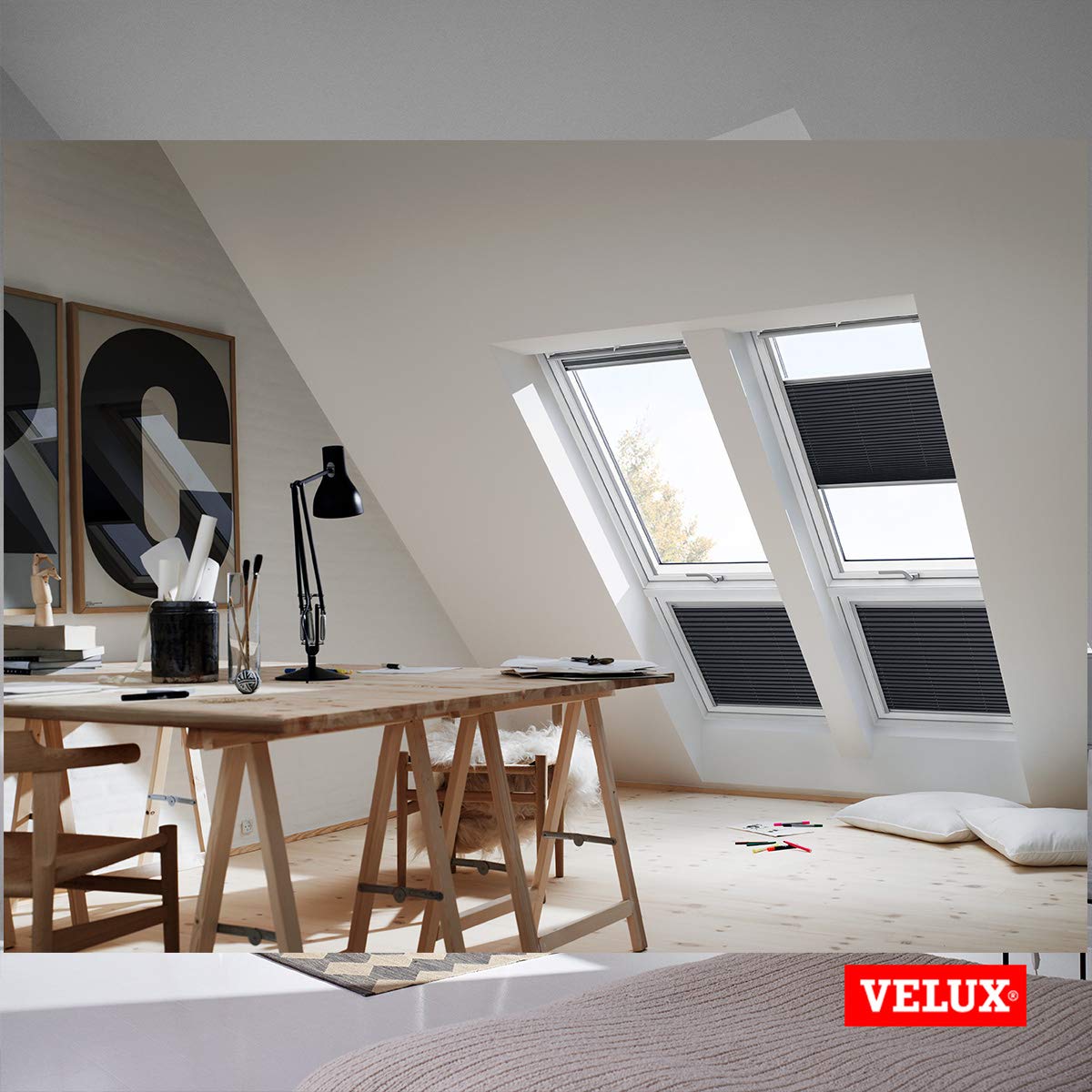 VELUX Original Store Plissé Tamisant (FHL), SK06, Blanc | Ajustement de la lumière, position volante, installation simple