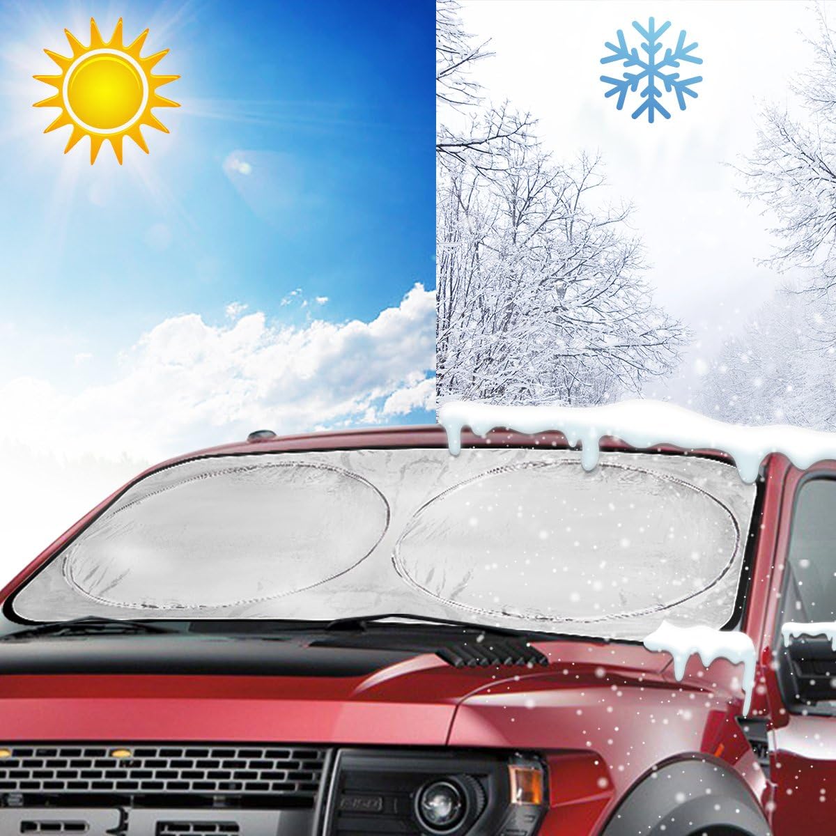 Aomaso Windshield Sun Shade Auto Car Front Rear Window Foldable Visor Large Sunshade UV Protector Block Cover