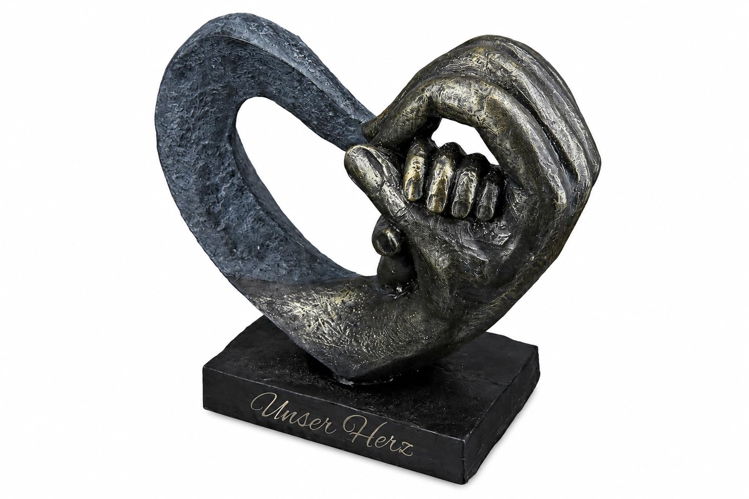Brillibrum Heart Figurine with Desired Engraving Children's Hands Heart Sculpture (Engraving 15 Characters)