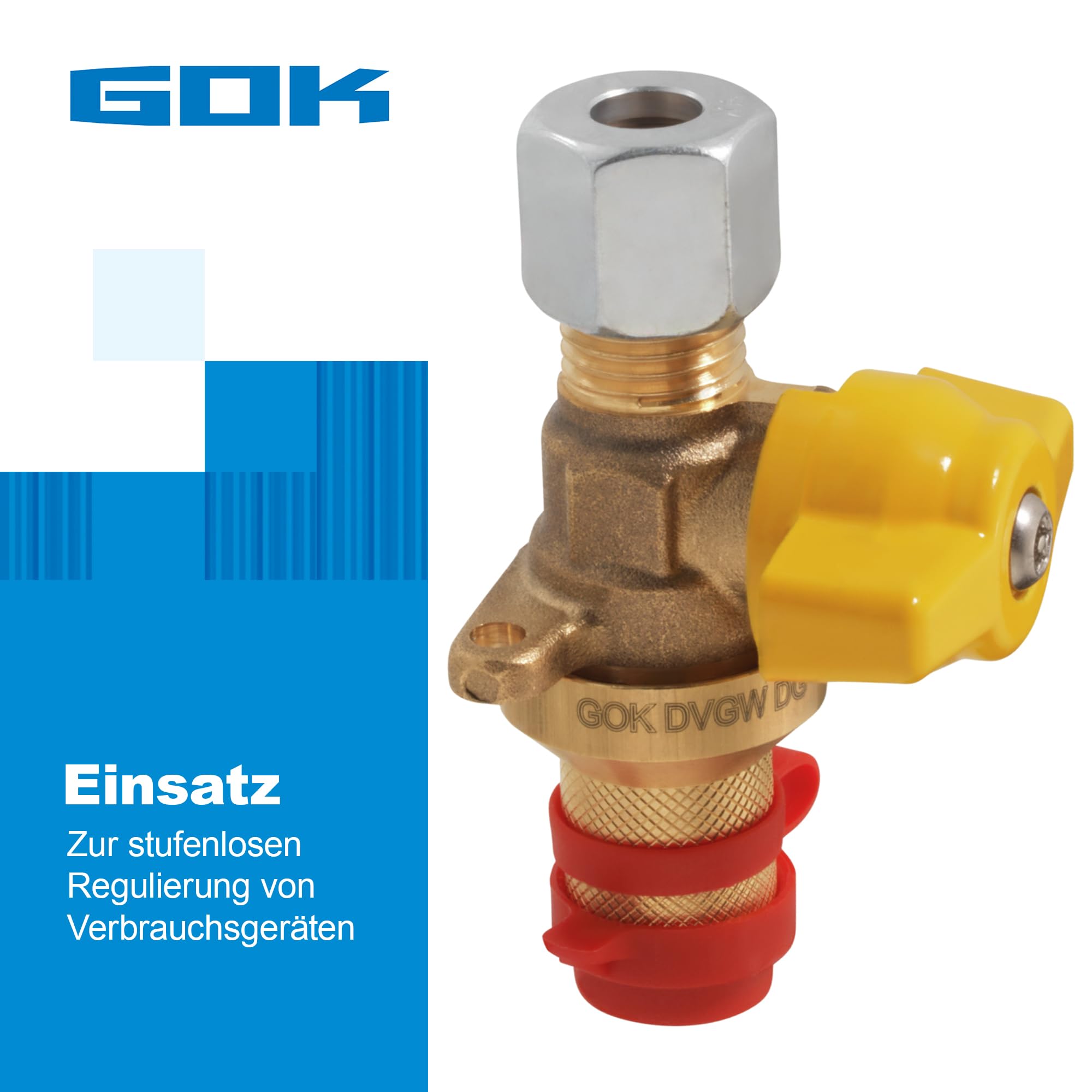 GOK Kupplungsventil mit Flansch RVS8 x Steckkupplung, Koppelventil aus Messing, verwendbar bis 5 Bar, manipulationssicher, DVGW-zertifiziert