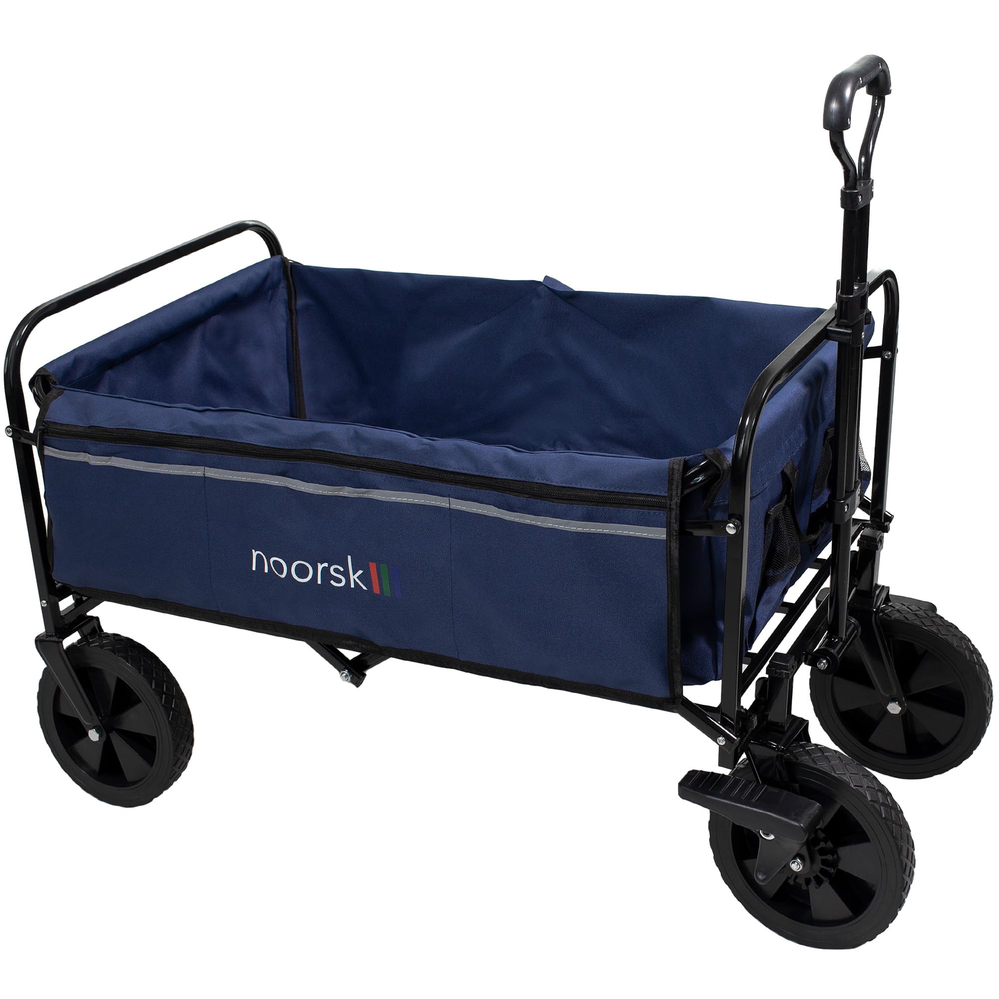 noorsk Faltbarer Bollerwagen - Klappbarer Transportwagen mit Vollgummi-Rädern - Robuster Handwagen für Garten, Ausflüge & Einkäufe - Platzsparend & vielseitig einsetzbar - Blau