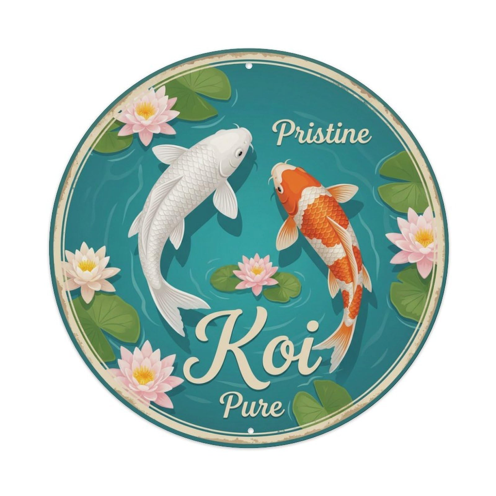 Metal Tin Sign Koi Fish Supreme Superior Japanese Vintage