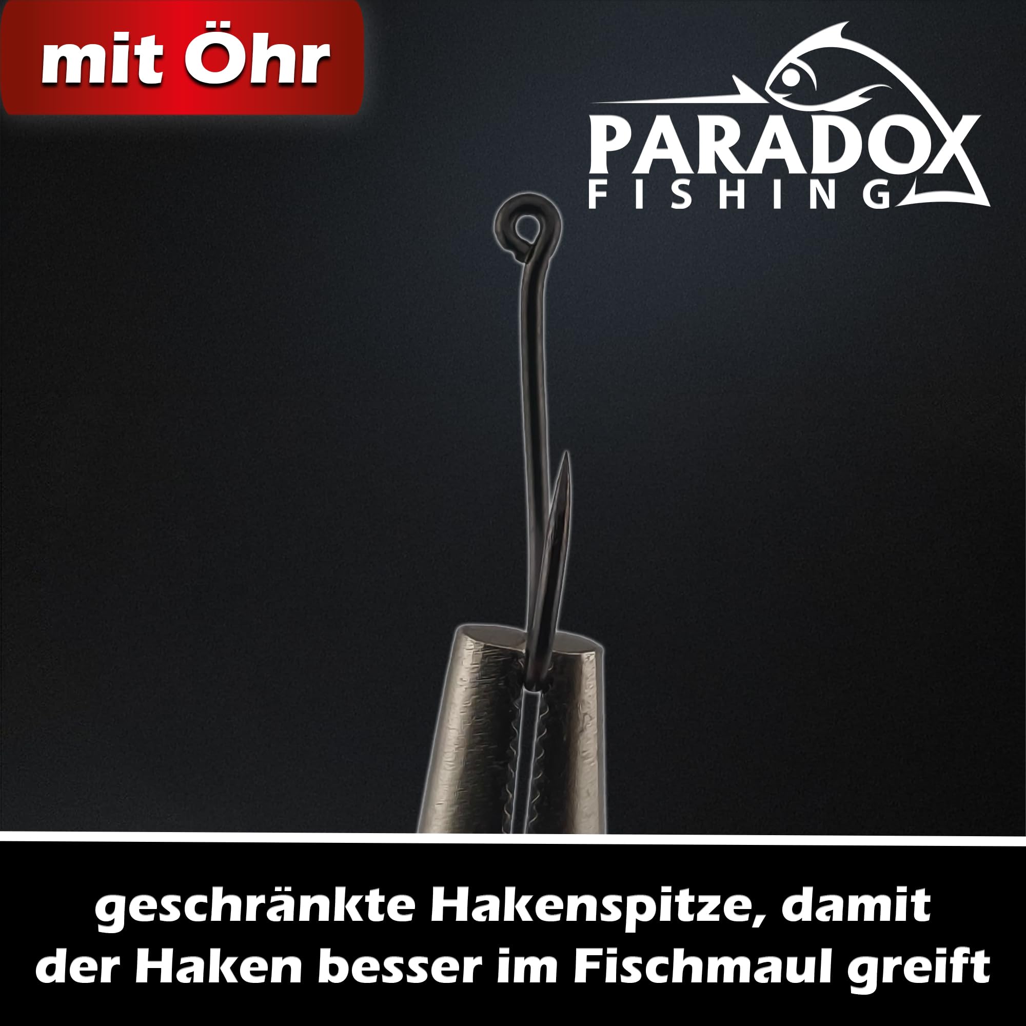 Paradox Fishing Uniwersalne haczyki wędkarskie z uchem I 100 sztuk #10/#8/#6/#4/#2 – po 20 sztuk I zestaw haczyków wędkarskich na karpie, pstrąga itp.