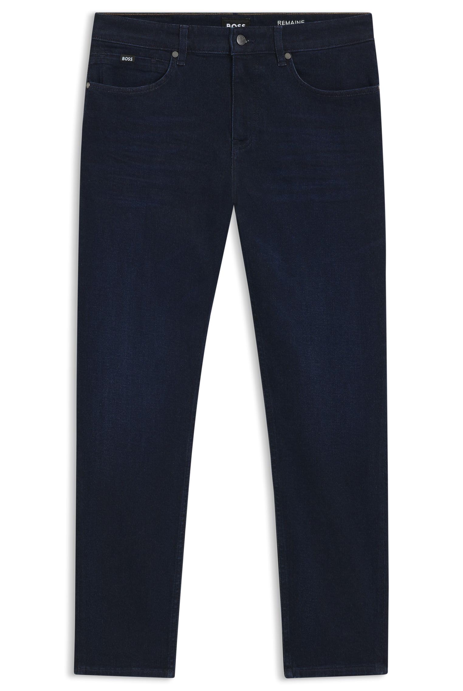 BOSS Mens H-Re.Maine Maine Blue Regular-fit Jeans in Cashmere-Touch Denim