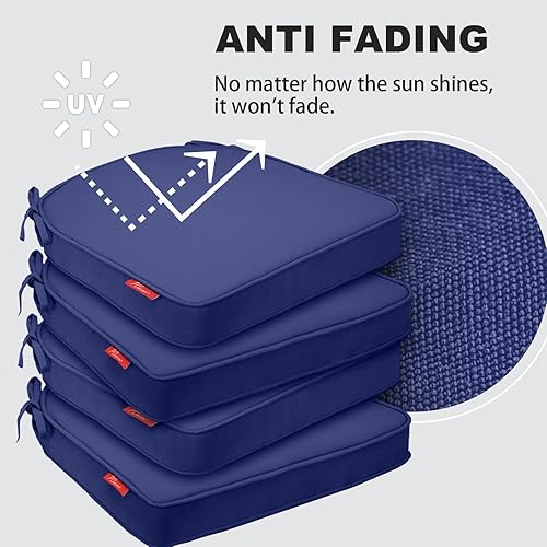 Miniatura 3 de Pcinfuns Juego de 4 cojines para sillas de exterior de 17 x 16 x 3 pulgadas, cojín de asiento de espuma viscoelástica para muebles de patio con