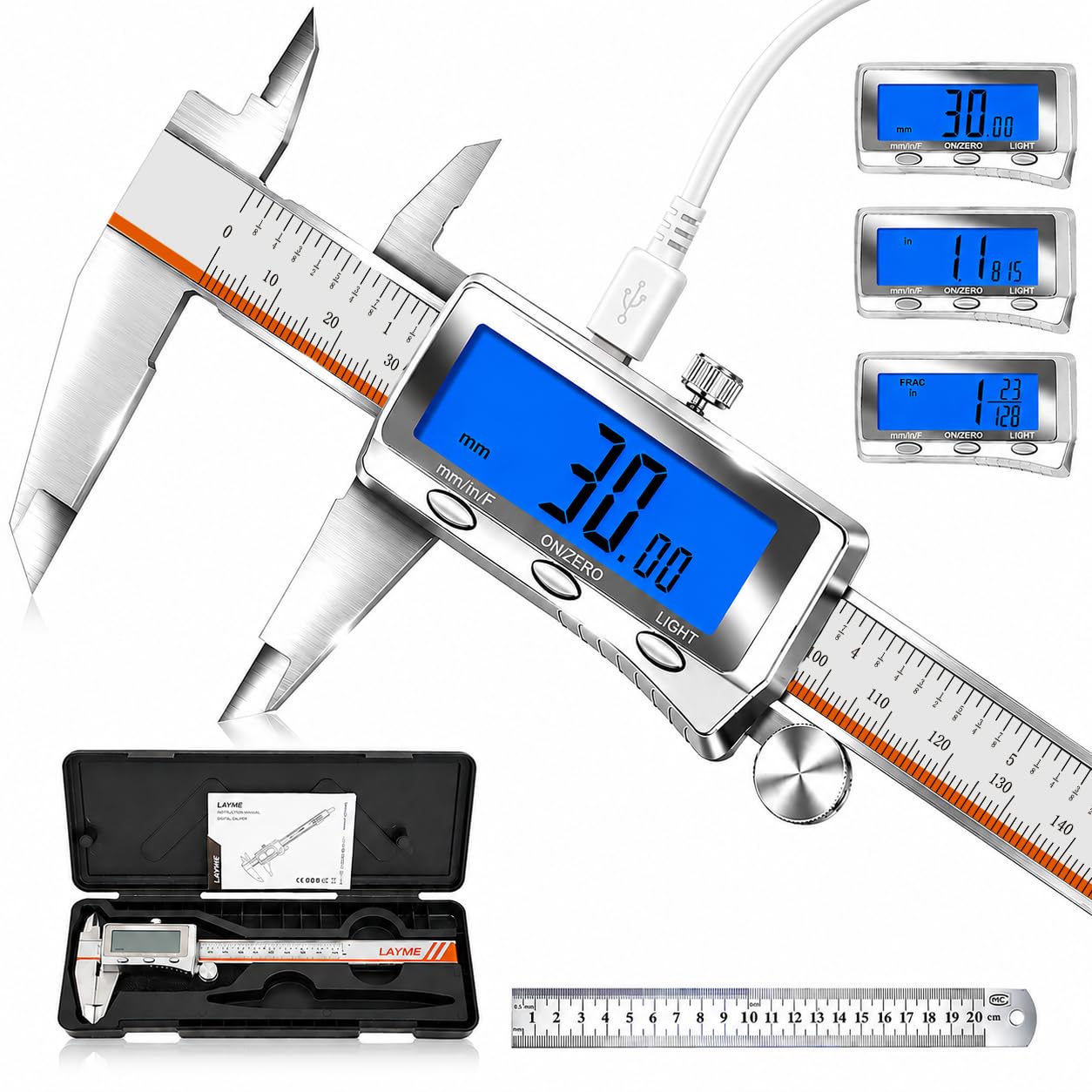 Rechargeable Digital Caliper - 6 Inch with Backlight -1