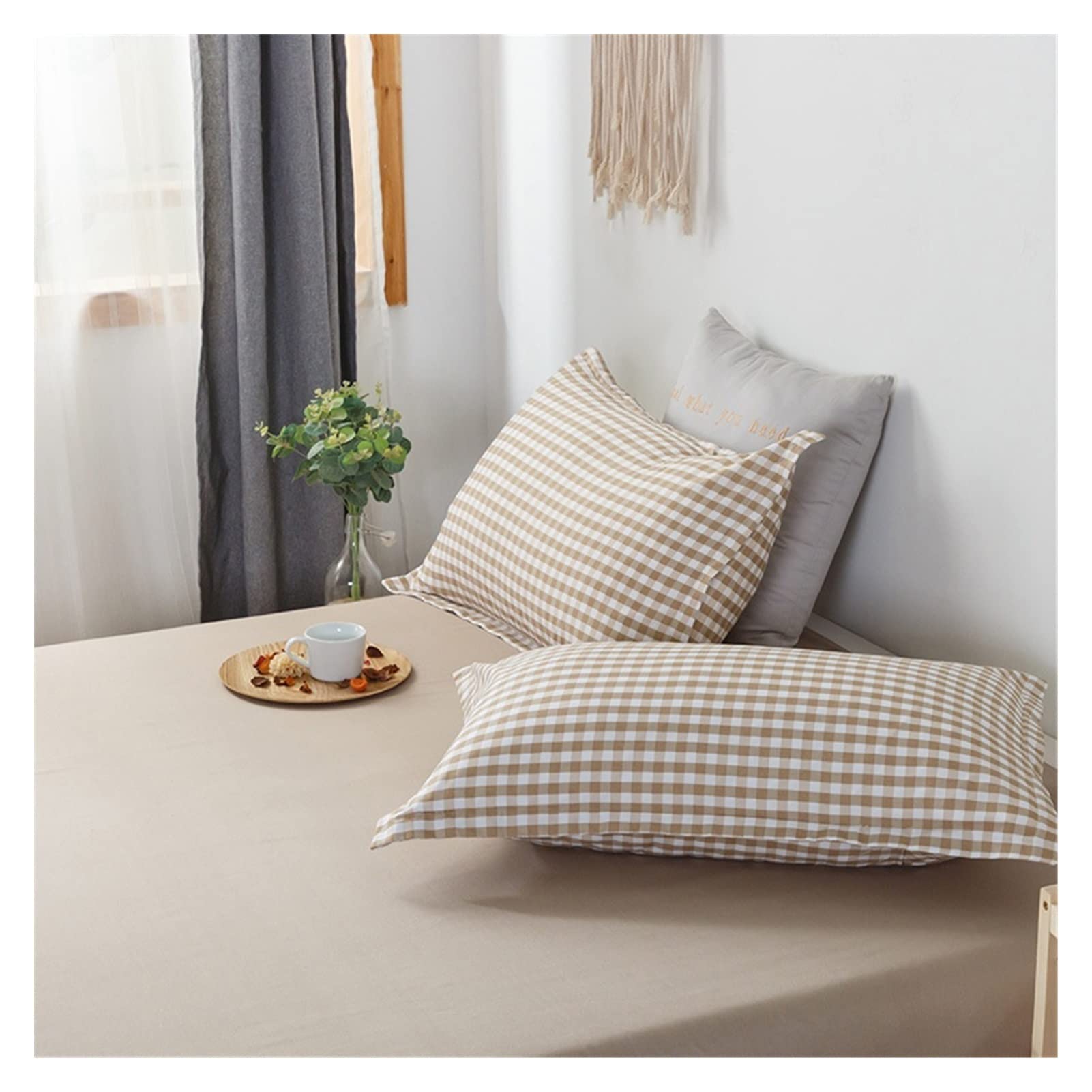 Copripiumino Matrimoniale Brown Plaid Duvet Cover 220x240 federa 3pcs, set di biancheria da letto, coperchio trapunta 150x200, coperchio coperta, lenzuolo, doppia regina king size Copripiumino Singolo