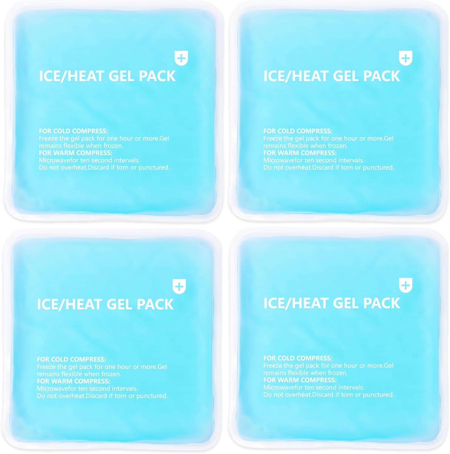 Ice Pack,Gel Ice Pack, Reusable Cold and Hot Therapy, Anti Swelling and Pain Relieving, Instant Cooling Relieves Pain (Blue, 5.12×5.12in, 4 Piece)