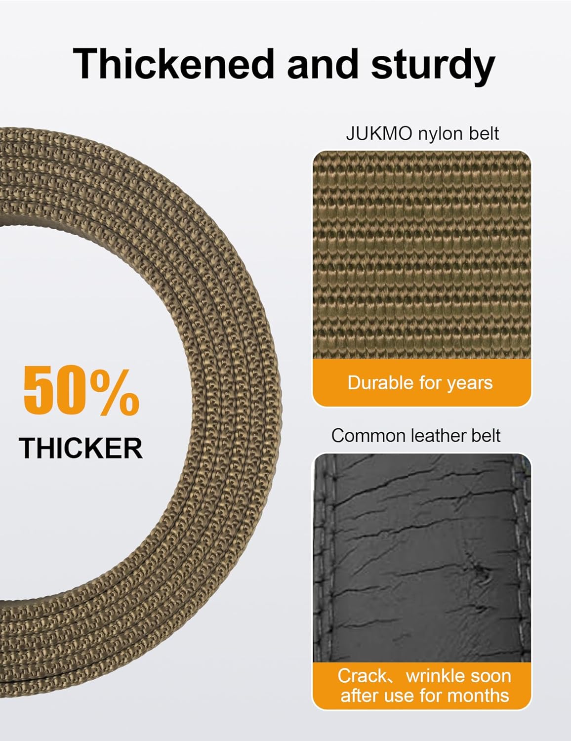 JUKMO Ratchet Golf Belt for Men, Nylon Web Tactical Belt with Automatic Slide Buckle - Image 6