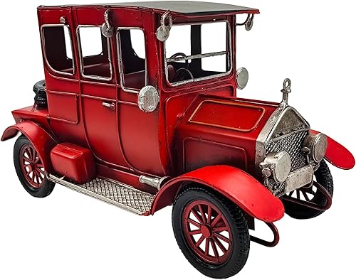 -Hierro clásico rojo vintage modelo de automóvil coleccionable decoración de vehículo coleccionable, decoración de Navidad de camión de metal,