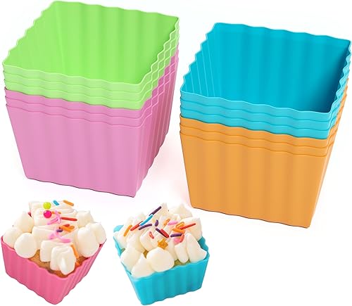 Bakerpan Silicone Mini Cake Holders, Baking Cups, 1.5 Inch Squares, 12 Pack Bakerpan Silicone Mini Cake Holders, Baking Cups, 1.5 Inch Squares, 12 Pack
