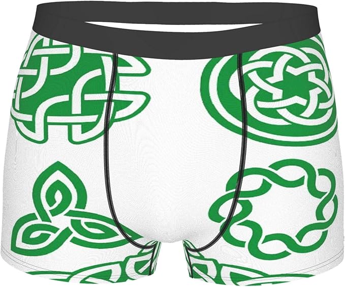 Men's Underwear, Irish Medieval Knots Braided Design Old Folkloric Gaelic,Boxer Briefs
