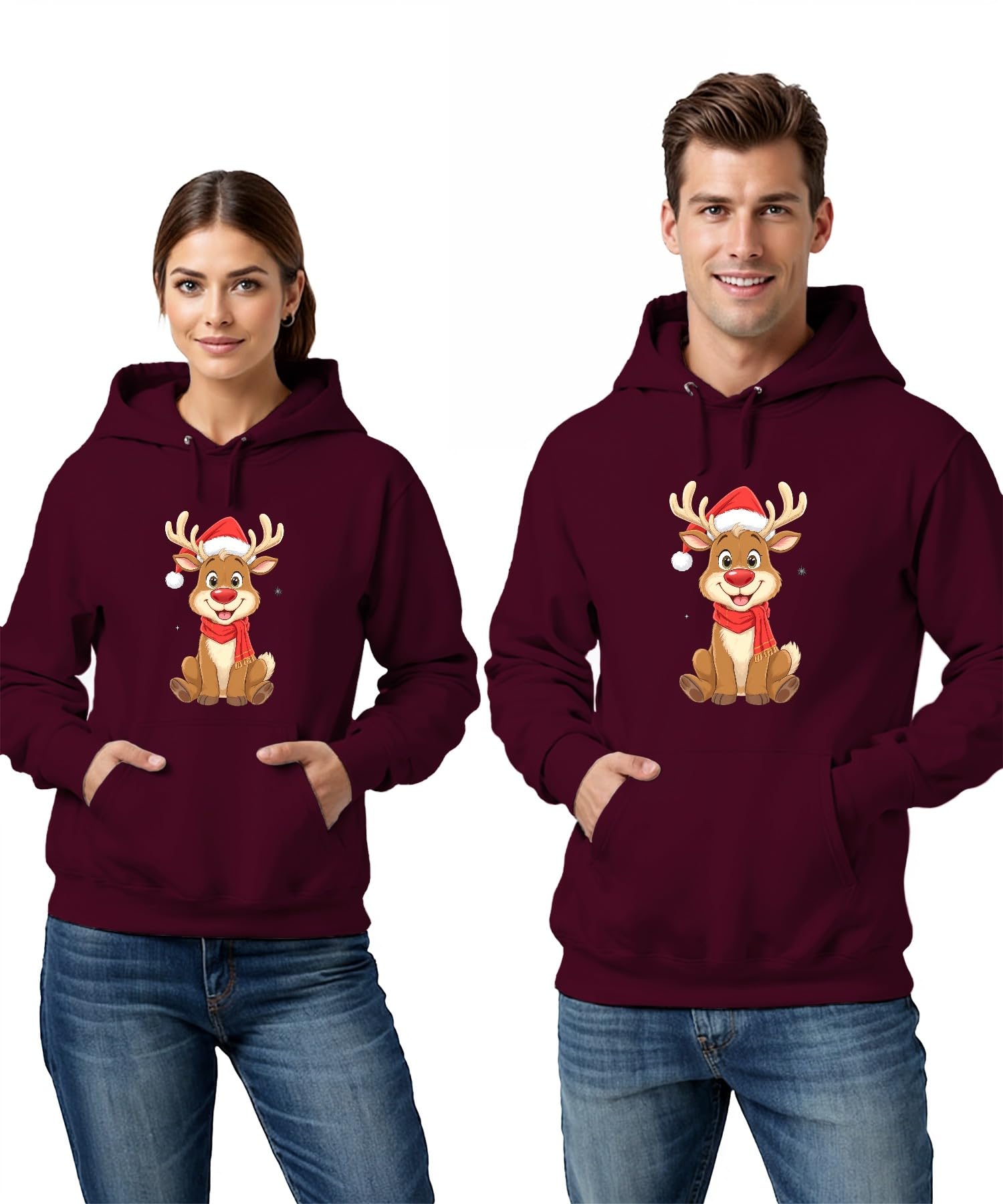 Świąteczny renifer słodki dziecięcy kreskówka prezent zima urocza bluza z kapturem unisex bluza z kapturem