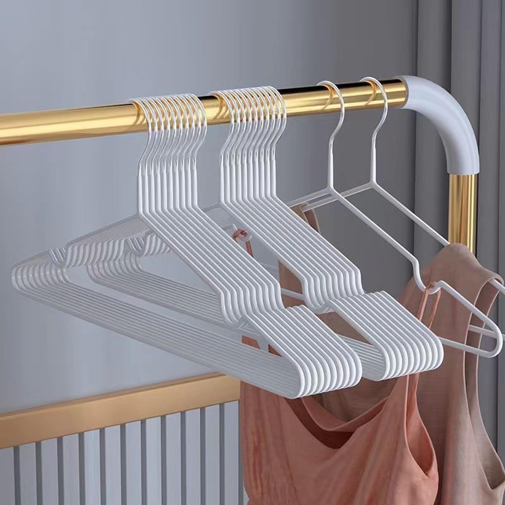 Niulab 20Pack Rubber Coated Metal Coat Hangers-Non-Slip Clothes Hangers-Space Saving Adult Hangers for Clothes,Durable & Sturdy Wardrobe Organisers for Coat,Suits, Jackets & Clothes