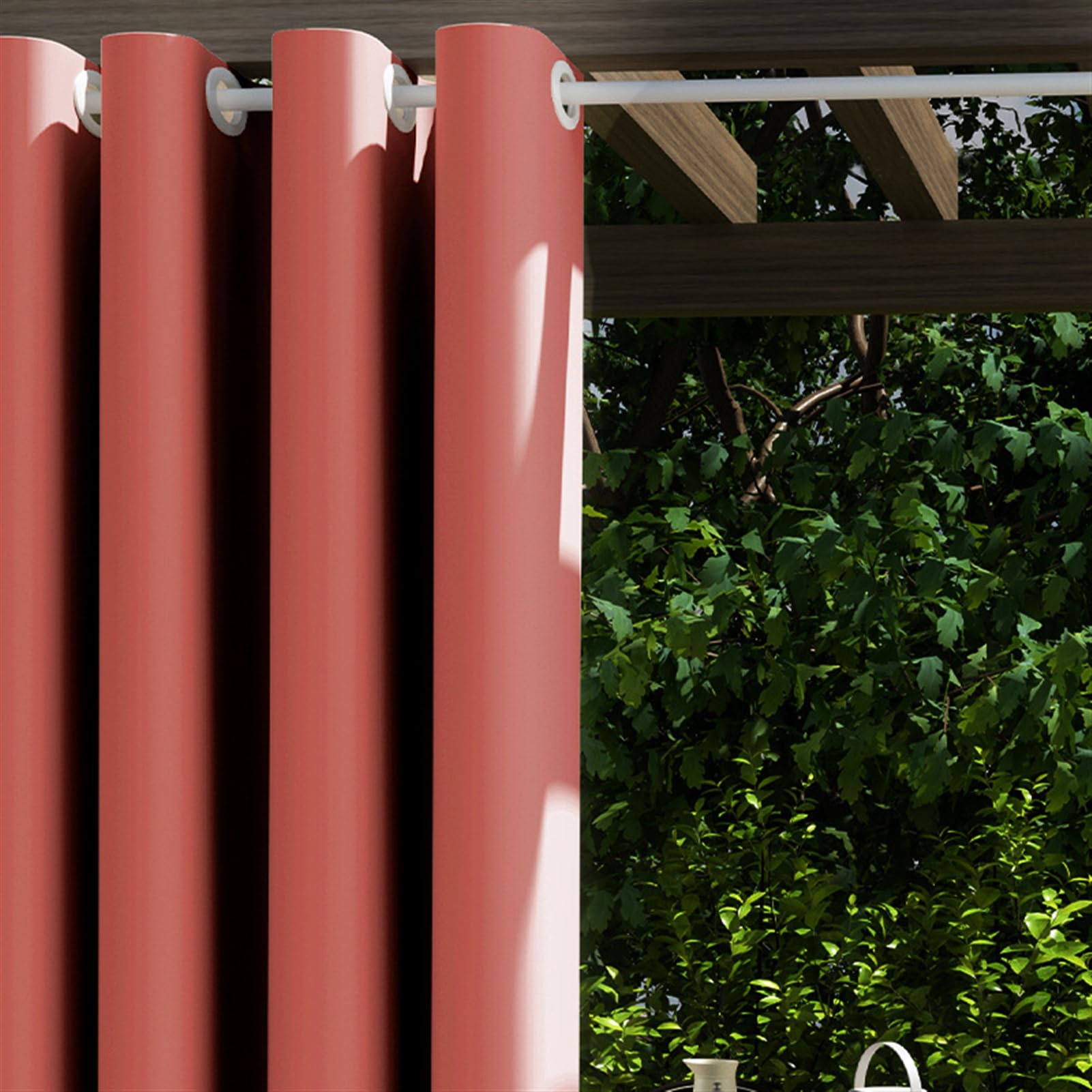 2 Pièces Rideaux d'Extérieur avec œillets Imperméable Isolation Thermique Elégant Coupe-Vent Rideaux occultants pour Pergola, Jardin, Gazebo, Porche, Vert 03, 100cm x 140cm