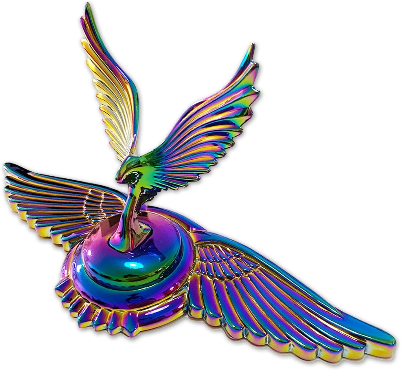 Flying Eagle Hood Ornament Metal Car Stickers Emblem Car Hood Ornaments for Trucks Chrome Colorful Purple Eagle 3D Stand Car Decals Wing Badge (Base Wings)