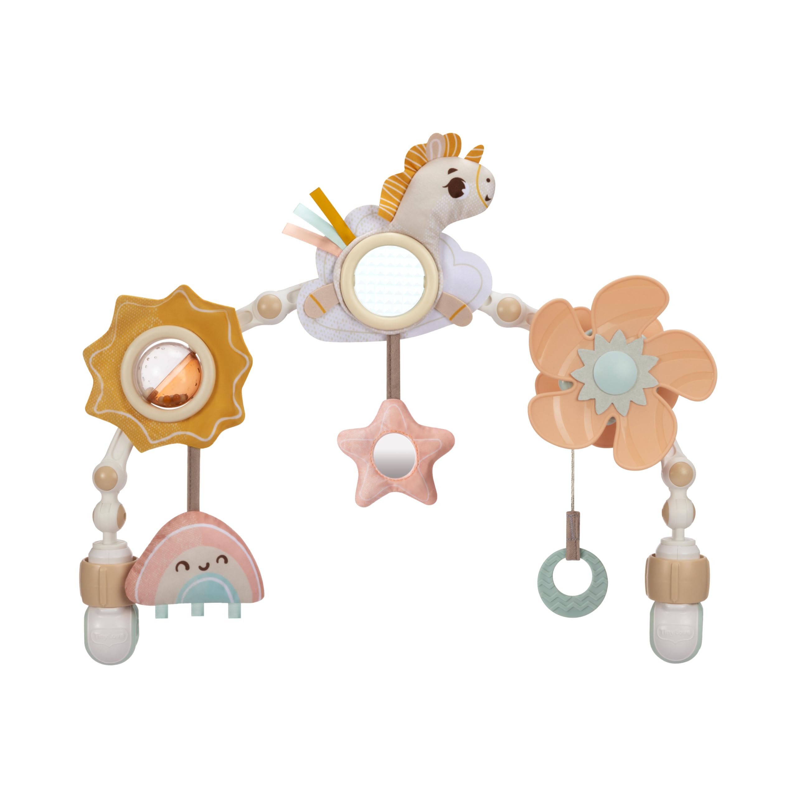 Tiny Love Arche d’éveil Sunny Stroll avec 6 Jouets activés par bébé, dès la Naissance, Clips réglables compatibles avec la Plupart des poussettes, Mobile Musical Magique, Unicorn Wonderlands