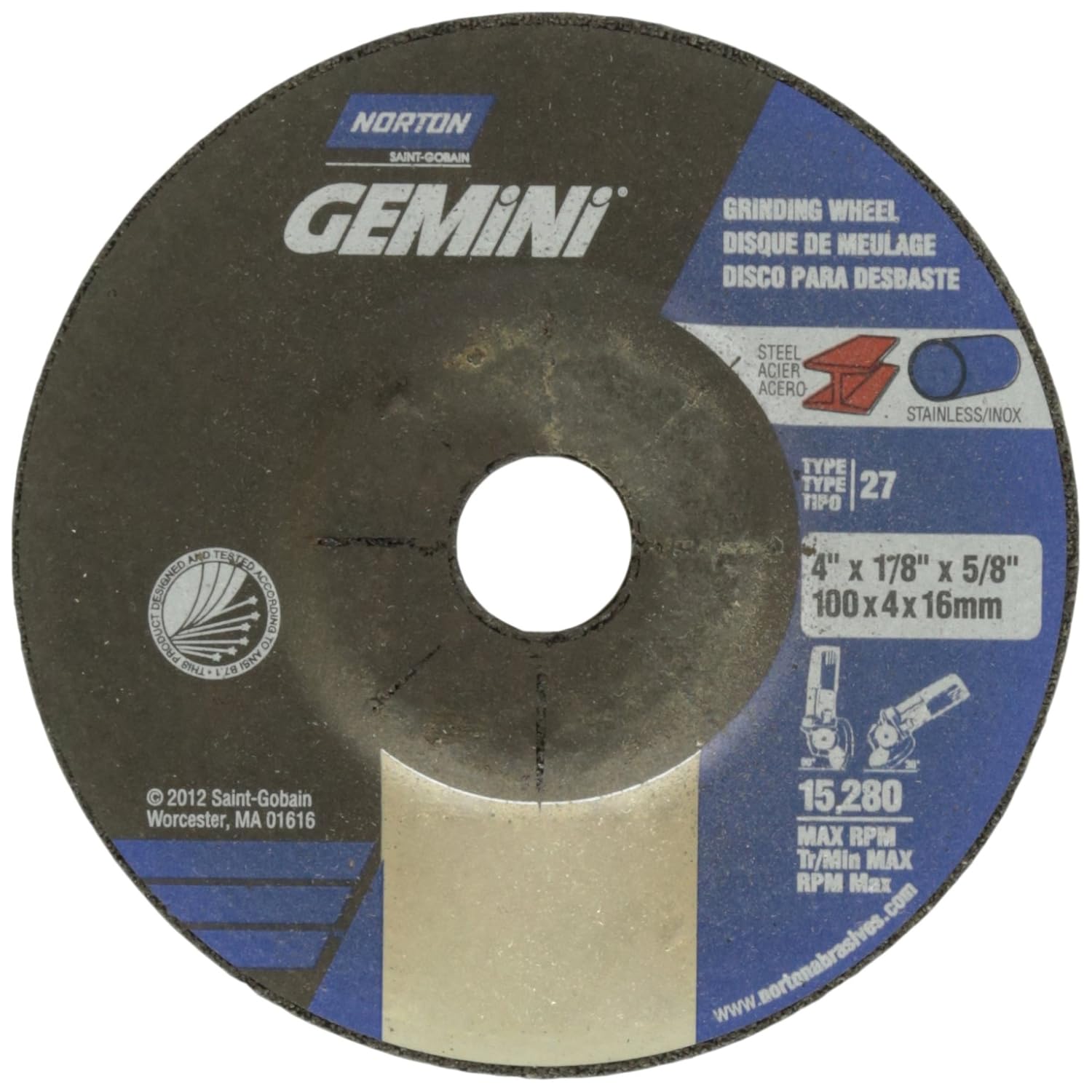 Norton Gemini Fast Cut Depressed Center Abrasive Wheel