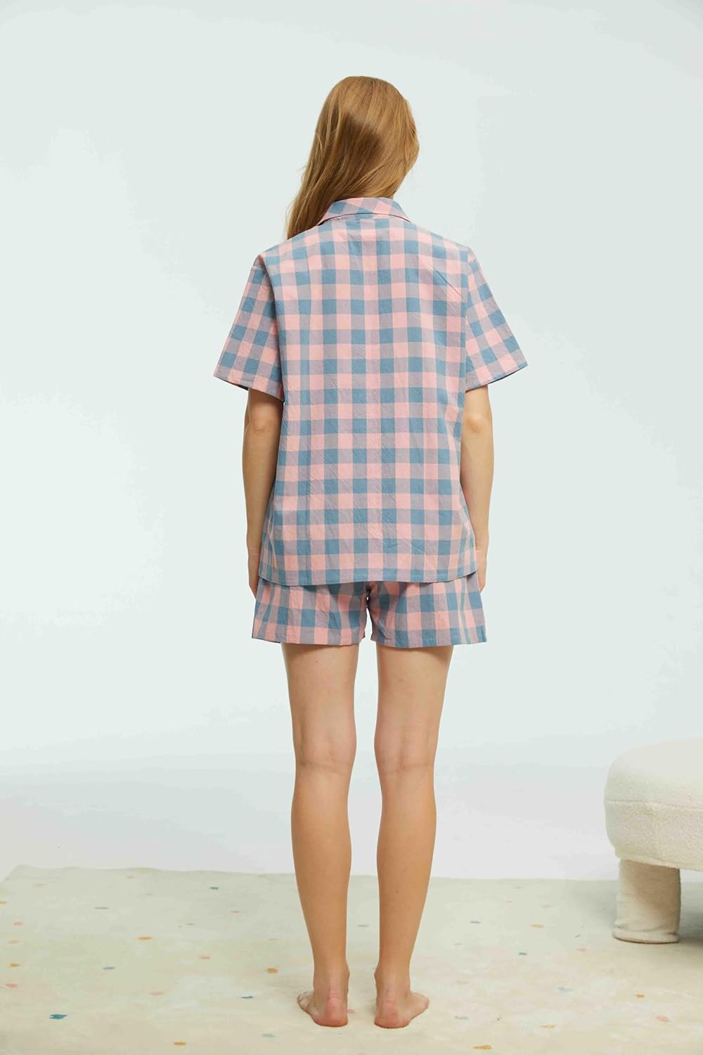 HiddenValor Women's 2 Piece Cotton Pajama Set, Short Sleeve Button Down Sleepwear Shorts Lounge Sets With Pockets - Image 6