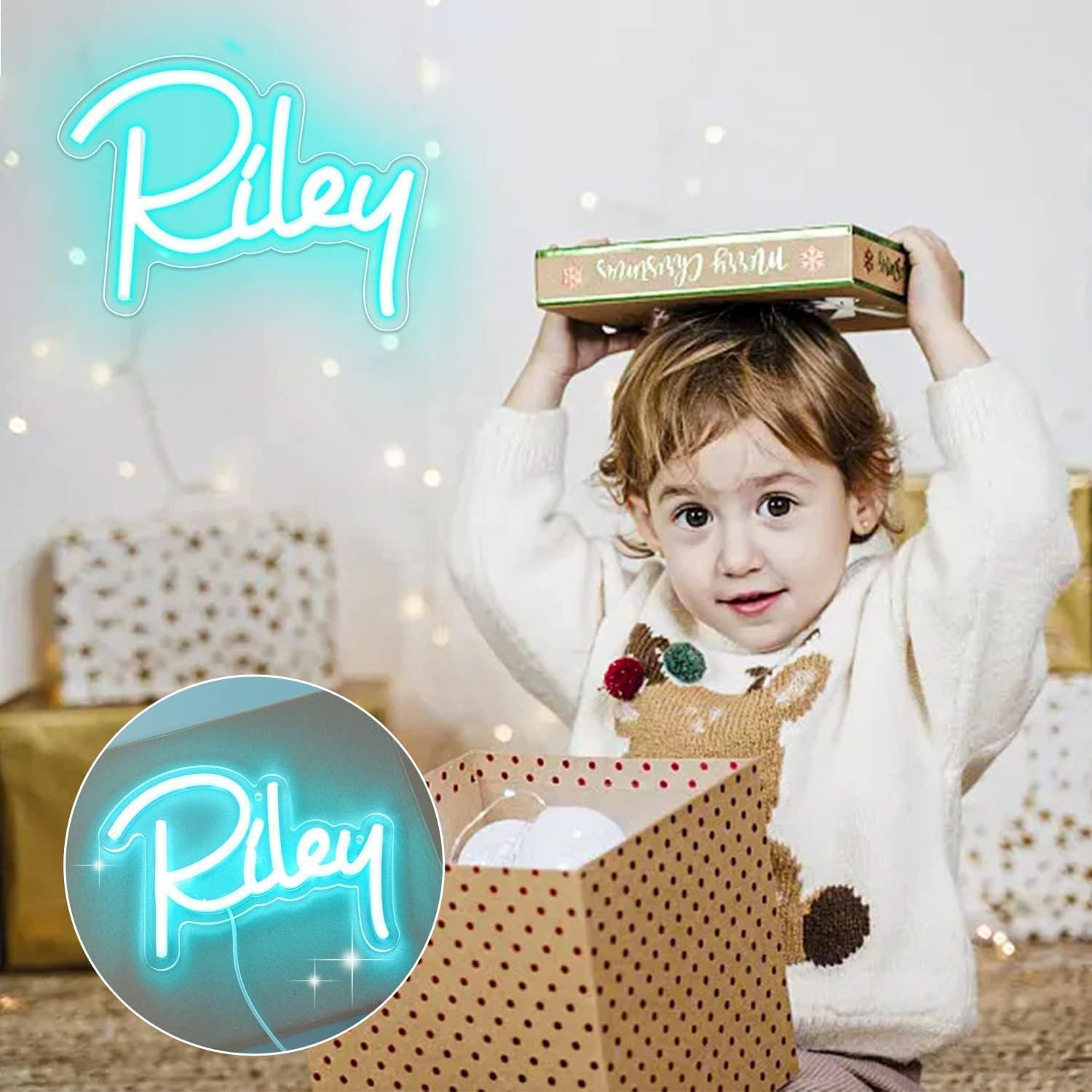 Riley Name Neon Sign,LED Name Neon Light for Kids Bedroom,Birthday Party Decoration,Neon Sign Customizable for Girl,Birthday Riley Name Deocr,Size 7.1 * 6.3 inches(JTLD010-01) - Image 9