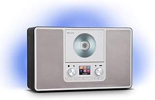 Auna Portable DAB Radio CD Player for Home, FM/DAB/DAB+ Radio with Bluetooth + AUX, Stereo System, TFT Display, Remote Control, Alarm Clock, MP3 & Streaming, LED Wall Mount DAB Radio Mains Powered