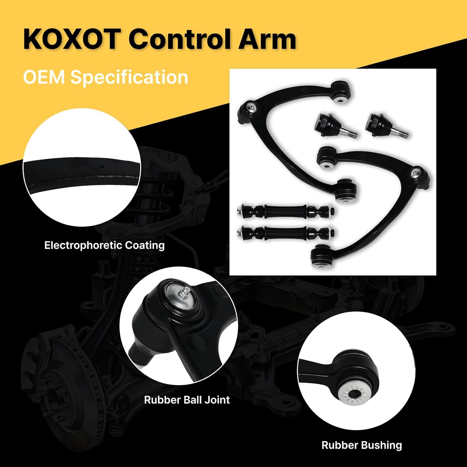 6Pcs Front Upper Control Arm Sway Bar End Link Ball Joint for Cadillac Escalade ESV/EXT, for Chevrolet SILVERADO1500 Avalanche Suburban 1500 Tahoe, for GMC Yukon XL Sierra 1500 K80669 K80670