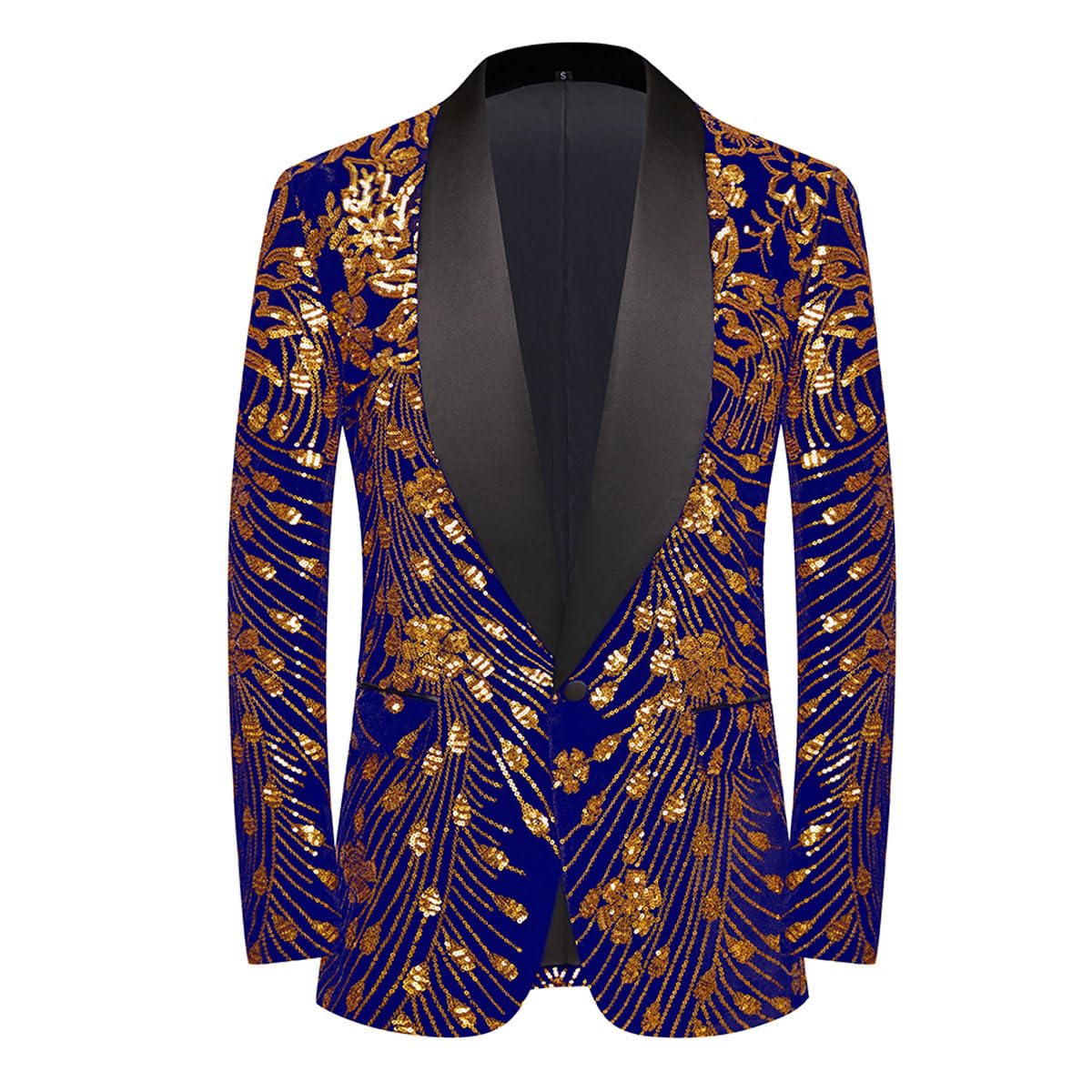 Men's Paillettes Velluto Stage Party Prom Wedding Dinner Symmetry Suit Jacket Blazer