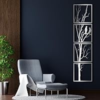 Vista 5 de Arte de pared de árbol y pájaros de metal, arte de árbol de metal, decoración de pared de metal, decoración de pared de metal, arte de pared