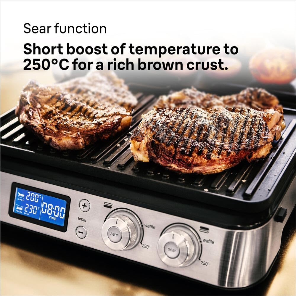 Braun MultiGrill 9 CG 9043 Grill kontaktowy, w zestawie Płyty do grillowania i płaskiego, pozycje grilla: kontakt, grill, piekarnik, płyty odporne na zmywarkę, pojemnik na tłuszcz, maksymalna