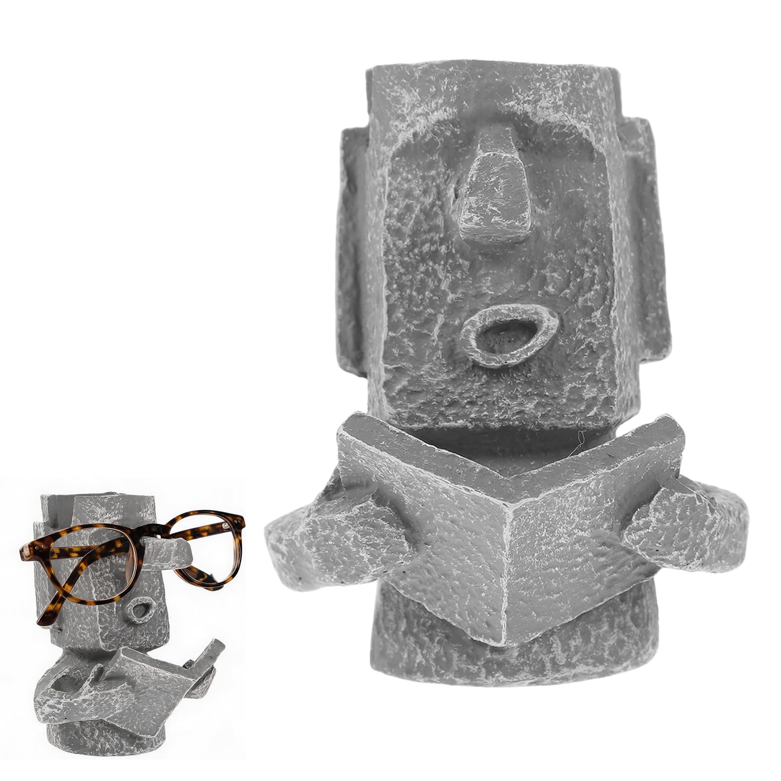 Statue de tête pour lunettes Moai idée cadeau originale aspect granit