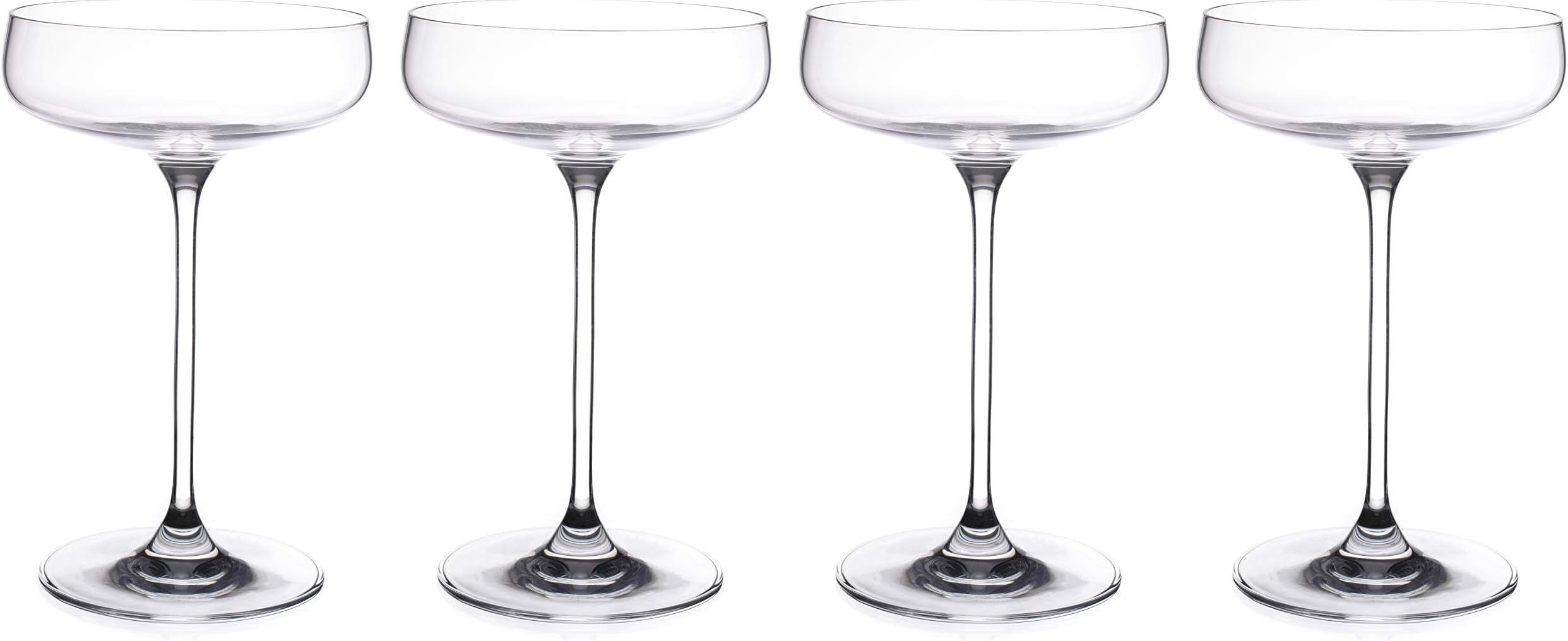 Champagne Saucer - Set of 4 Glasses - Belle Coupe - Cocktail - Glass - Crystal - Glasses - Classic Clear - 11 Oz. - by Majestic Gifts Inc. - Made in Europe