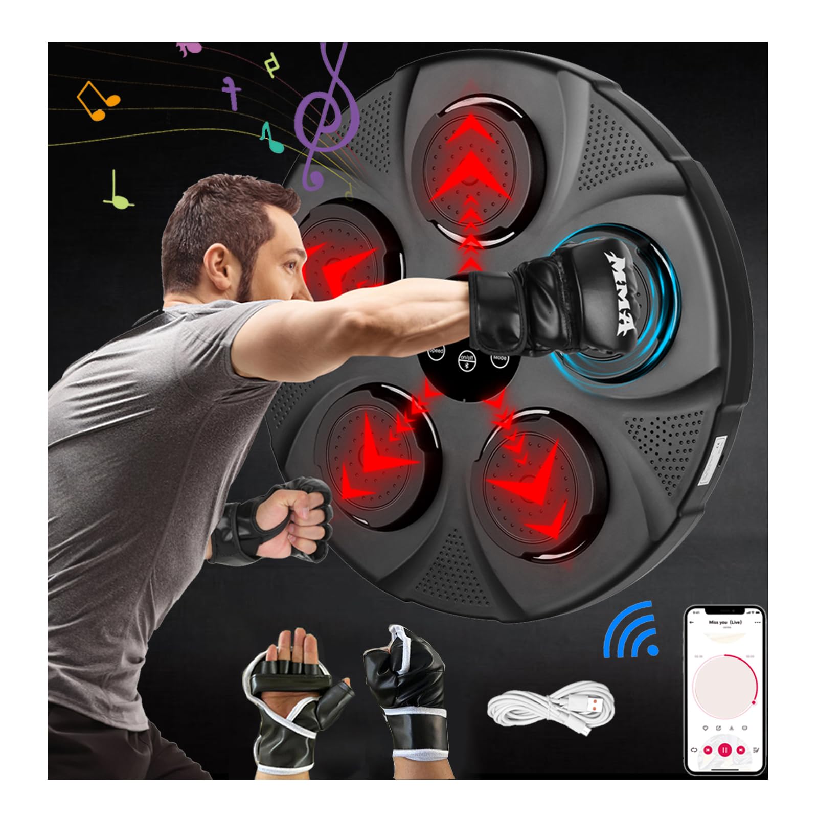 Photo 1 of ZWDMAER Smart Electronic Music Boxing Machine, Wall Mounted Boxing Machine Training Punching Equipment