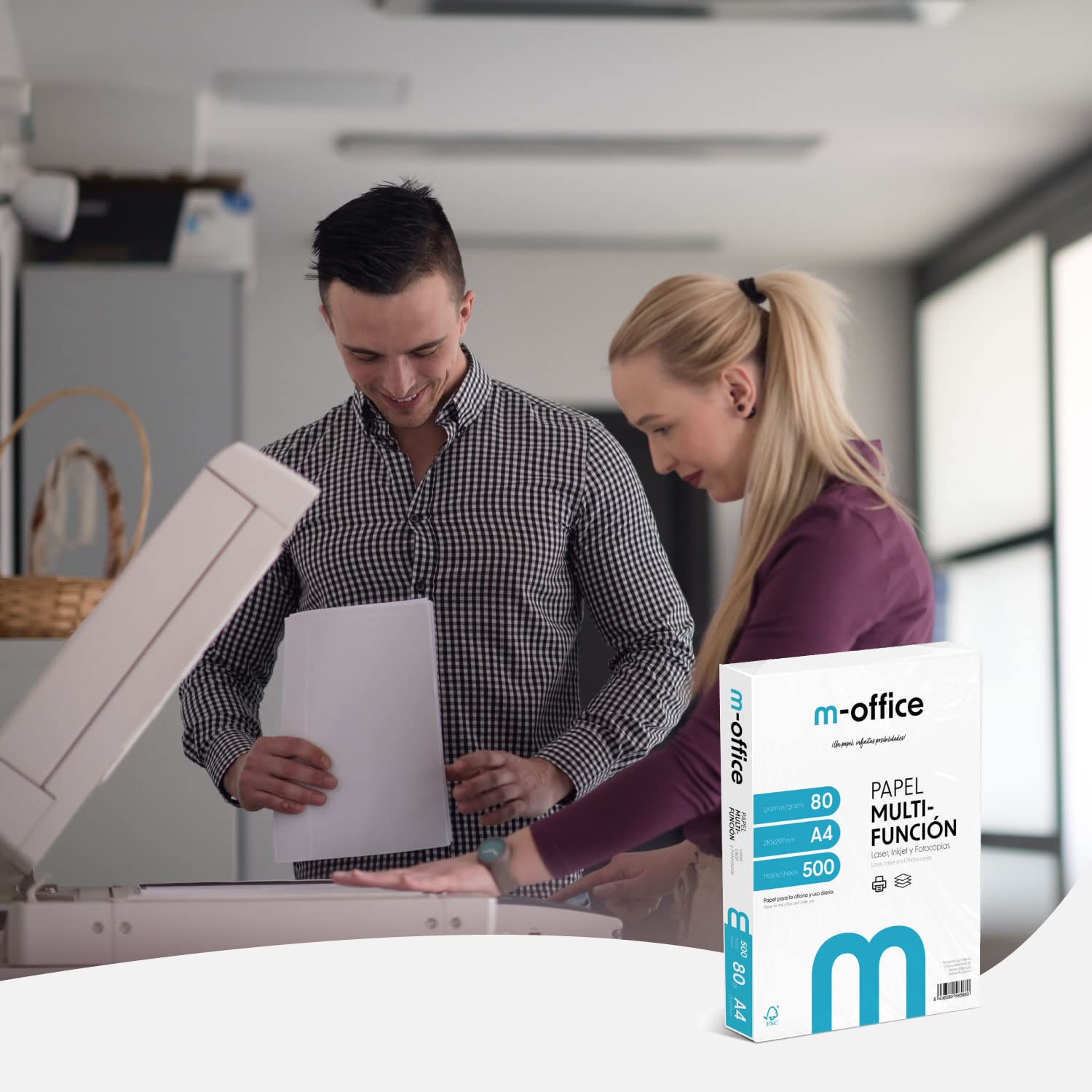 Pack Folios A4 80gr, paquet de 150 feuilles, papier multifonction pour imprimante jet d'encre et laser, feuilles A4 210 x 297 mm idéal pour le bureau et la maison · m-office (150 feuilles) - 3