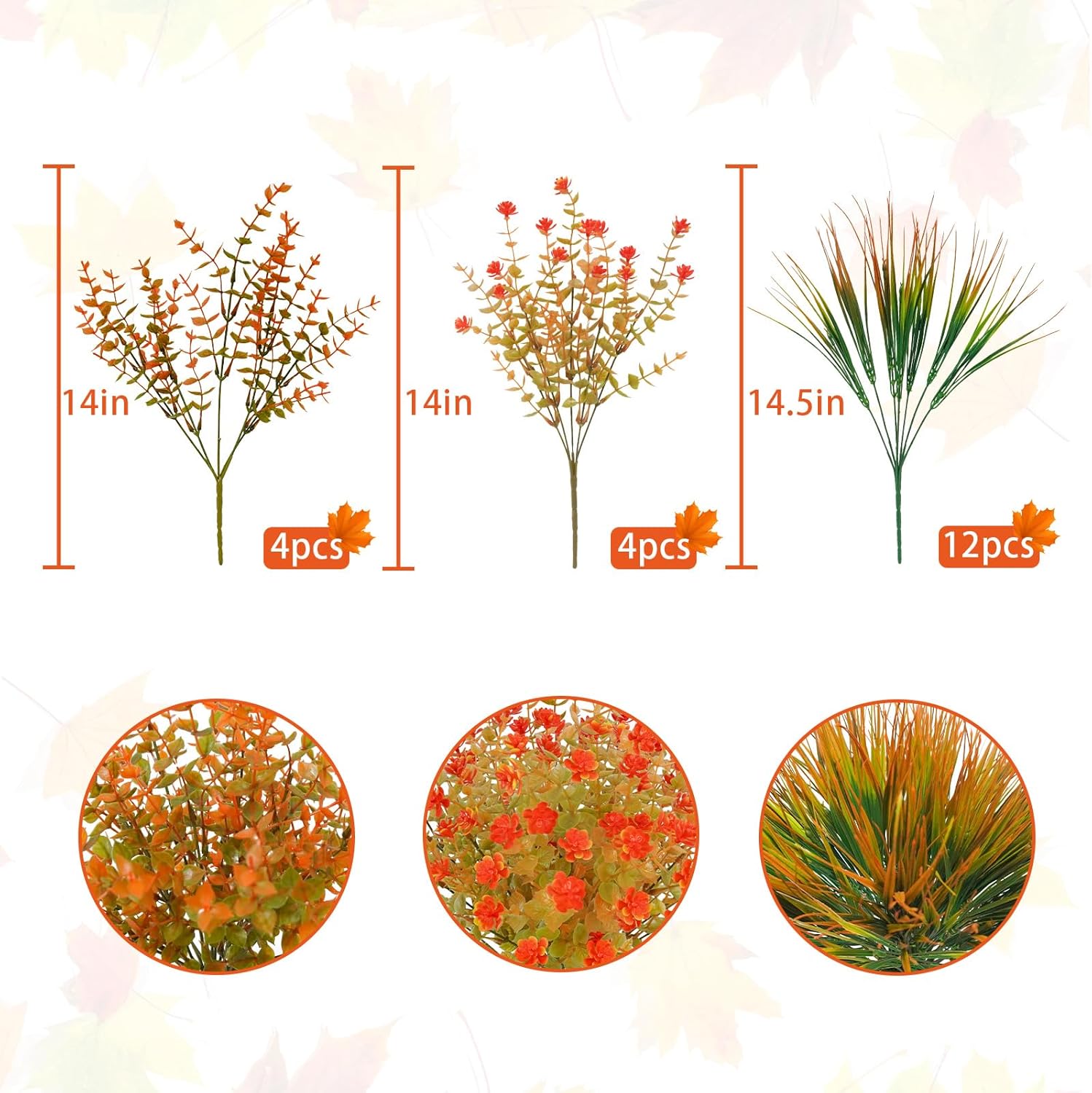 Uieke 20 Bundles Artificial Fall Flowers Outdoor UV Resistant Fake Autumn Flowers No Fade Faux Plastic Plants Thanksgiving Garden Window Box Farmhouse Décor - Image 3