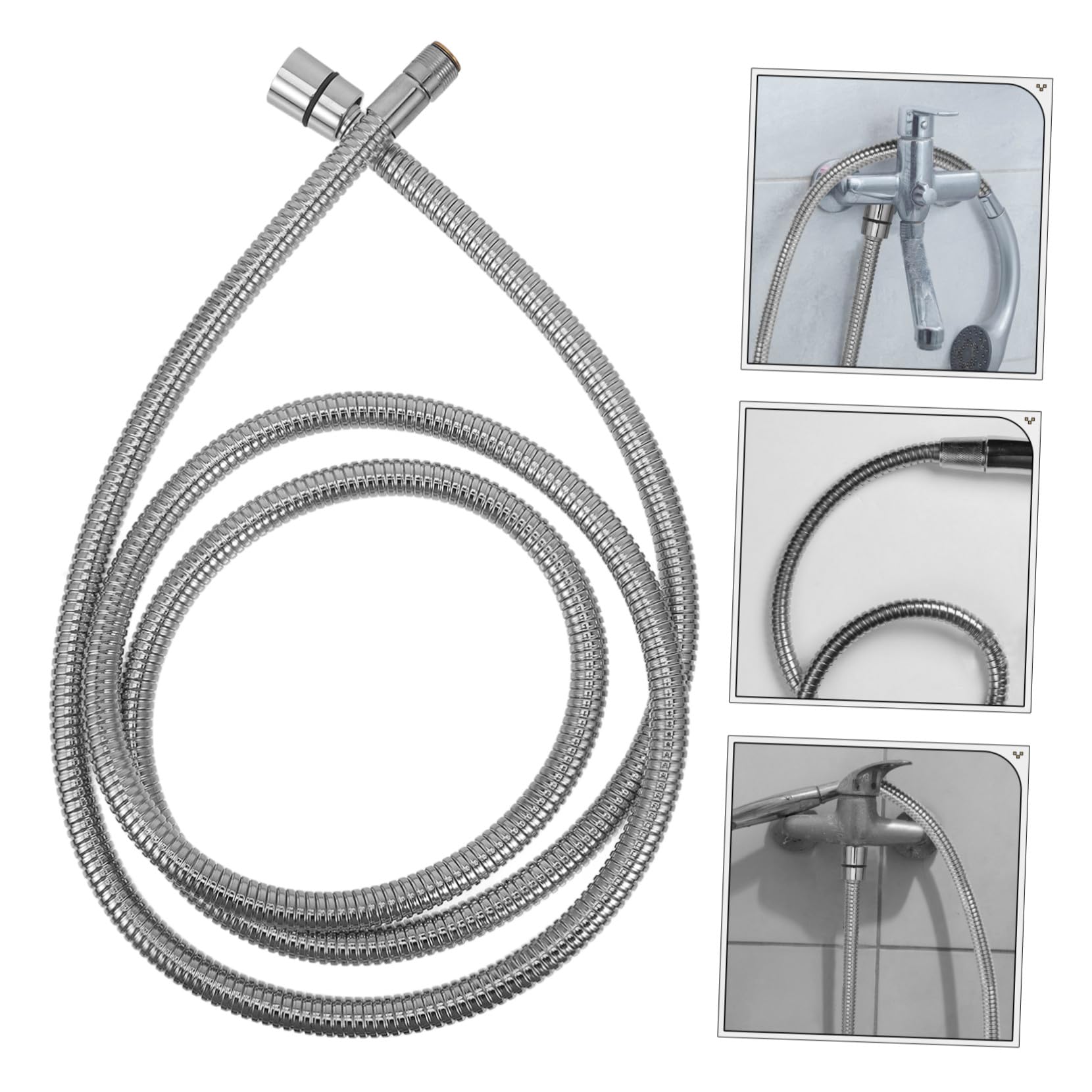 Manguera de ducha flexible de alta presión de acero inoxidable de 2 m, antitorceduras, conector roscado macho y hembra, ideal para grifos de baño, y fiable